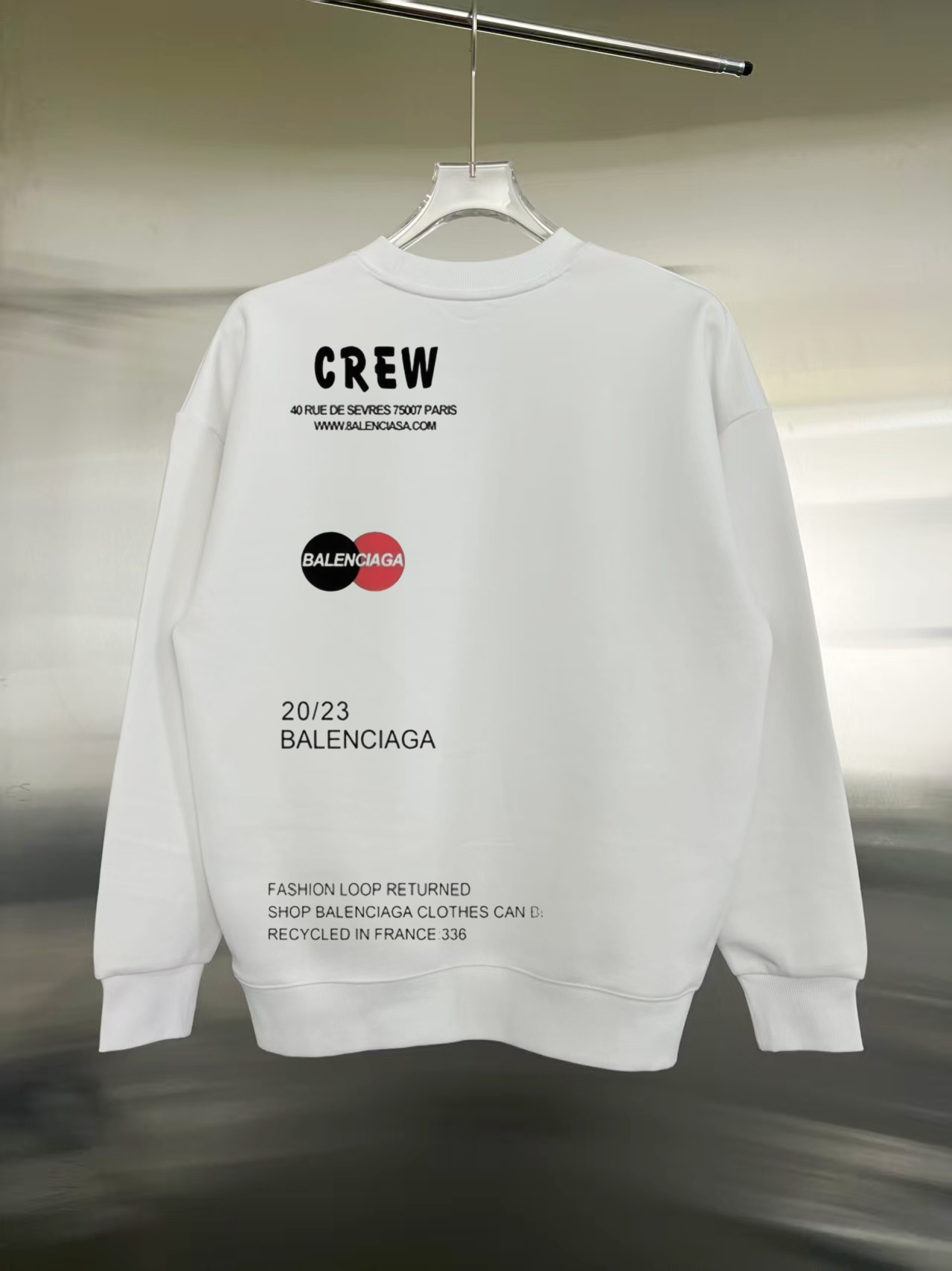 Balenciaga高仿男士圓領衛衣 白色簡約流線字樣設計 清新質感| 11 Balenciaga高仿男士圓領衛衣 白色簡約流線字樣設計 清新質感