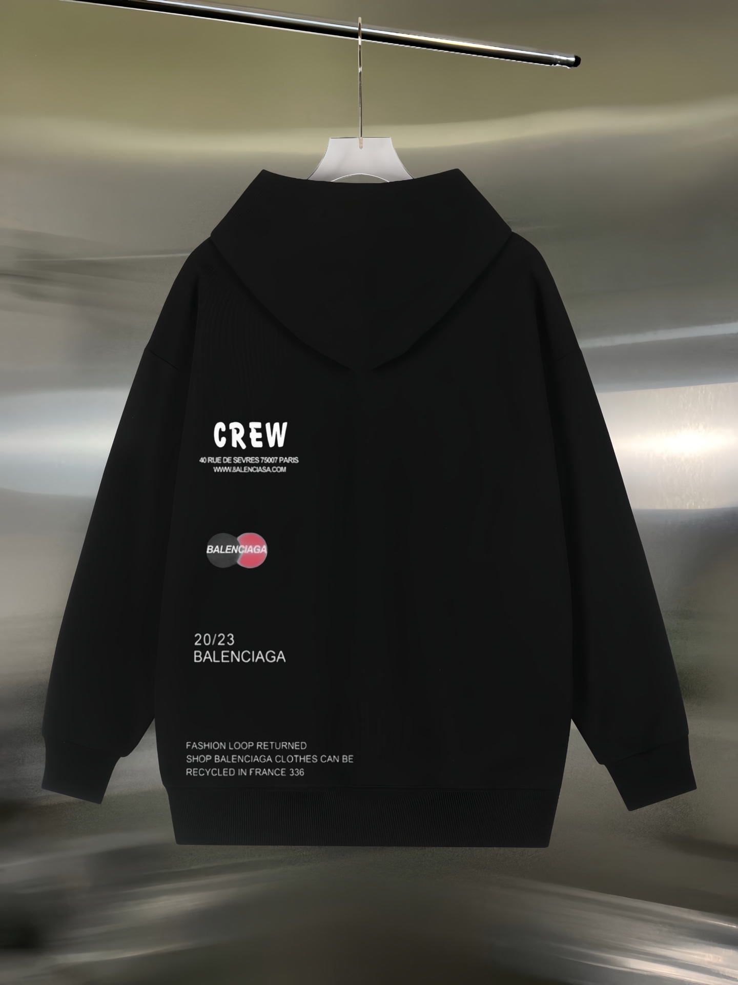Balenciaga高仿男士黑色連帽衛衣 綠波浪字體設計 都會風人氣款| 11 Balenciaga高仿男士黑色連帽衛衣 綠波浪字體設計 都會風人氣款