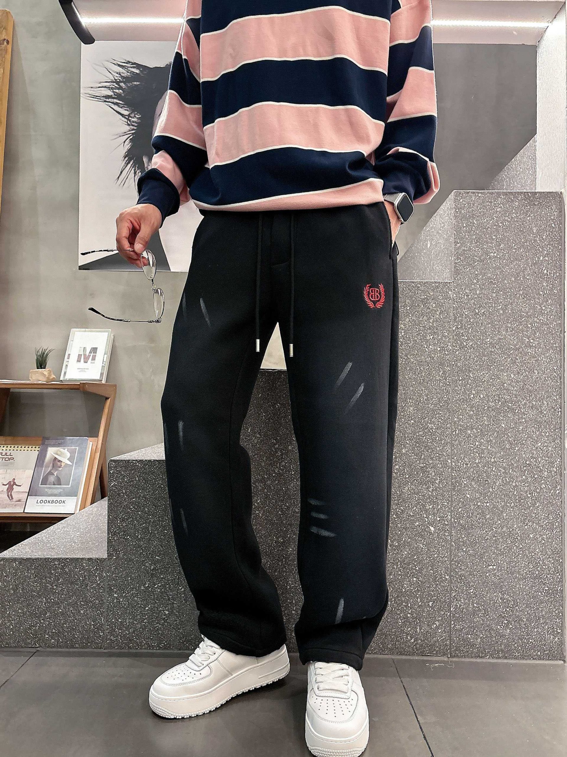 Balenciaga 原單男士黑色刷痕運動褲 休閒寬版百搭剪裁| 10 Balenciaga 原單男士黑色刷痕運動褲 休閒寬版百搭剪裁