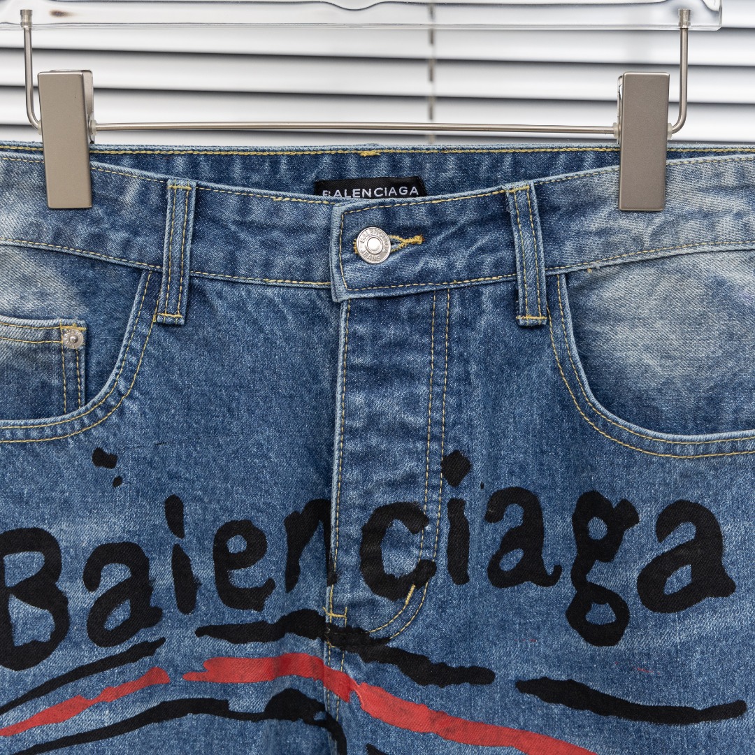Balenciaga A貨男士字母刷印牛仔褲 潮感設計復古水洗款| 13 Balenciaga A貨男士字母刷印牛仔褲 潮感設計復古水洗款