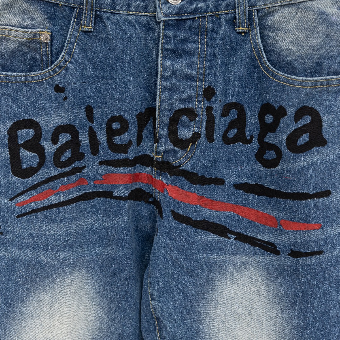 Balenciaga A貨男士字母刷印牛仔褲 潮感設計復古水洗款| 10 Balenciaga A貨男士字母刷印牛仔褲 潮感設計復古水洗款