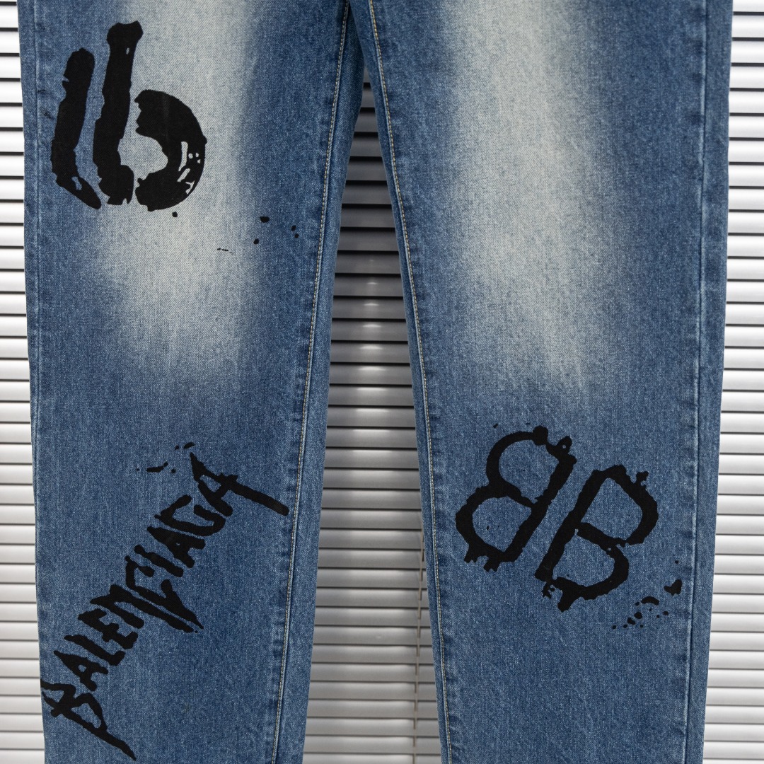 Balenciaga A貨男士字母刷印牛仔褲 潮感設計復古水洗款| 9 Balenciaga A貨男士字母刷印牛仔褲 潮感設計復古水洗款
