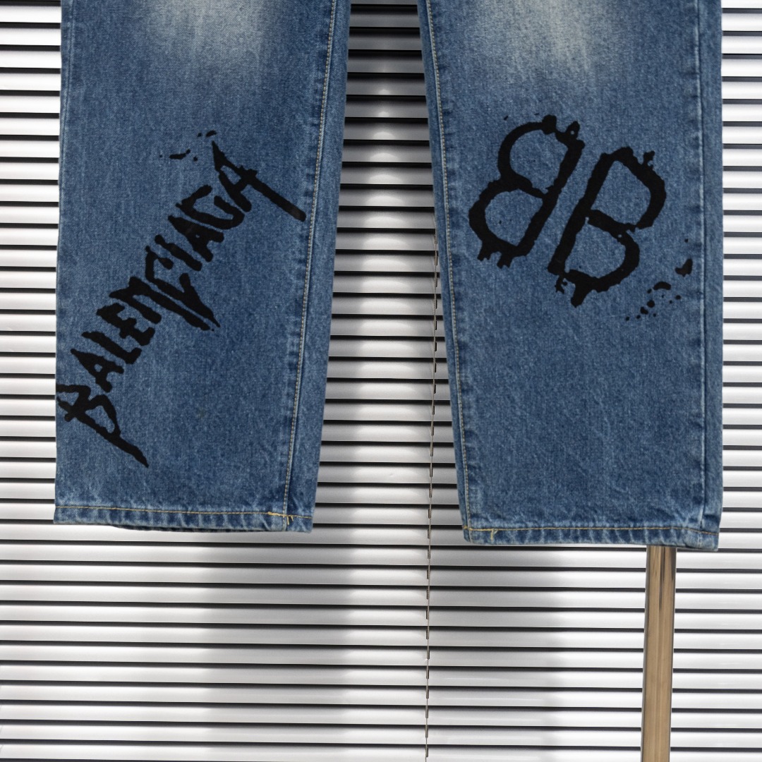 Balenciaga A貨男士字母刷印牛仔褲 潮感設計復古水洗款| 8 Balenciaga A貨男士字母刷印牛仔褲 潮感設計復古水洗款