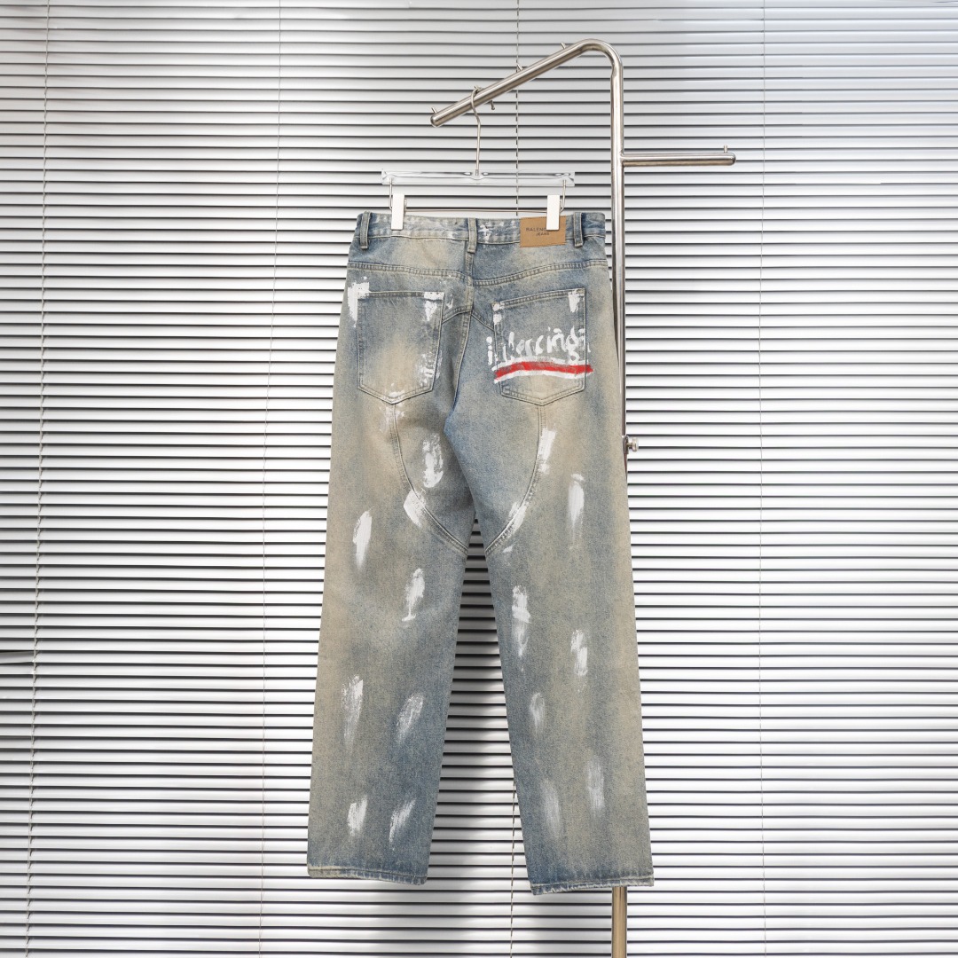 Balenciaga 高仿男士淺卡其牛仔褲 破損仿舊復刻潮款| 14 Balenciaga 高仿男士淺卡其牛仔褲 破損仿舊復刻潮款