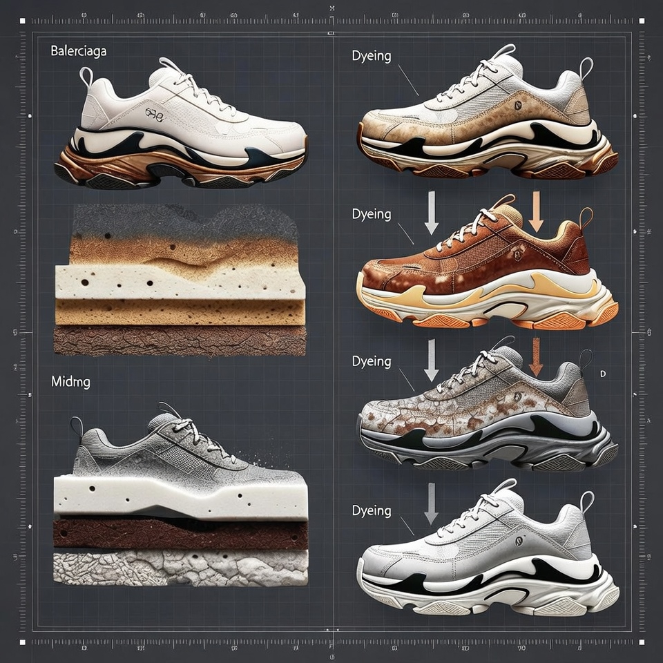 深度拆解 Balenciaga Triple S 復刻鞋的做舊靈魂,從中底破壞到色彩染製的田野調查報告| 3 深度拆解 Balenciaga Triple S 復刻鞋的做舊靈魂,從中底破壞到色彩染製的田野調查報告