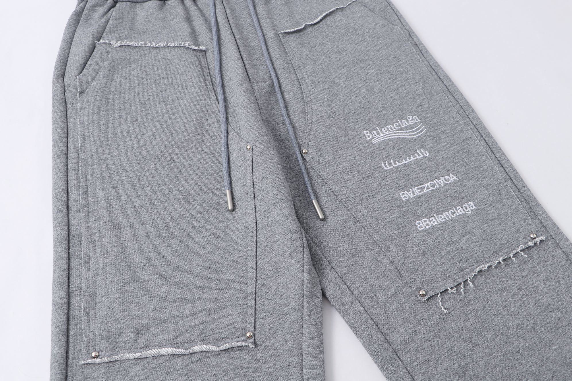 Balenciaga A貨灰色LOGO拼接褲 造型剪接街頭風格褲款| 11 Balenciaga A貨灰色LOGO拼接褲 造型剪接街頭風格褲款