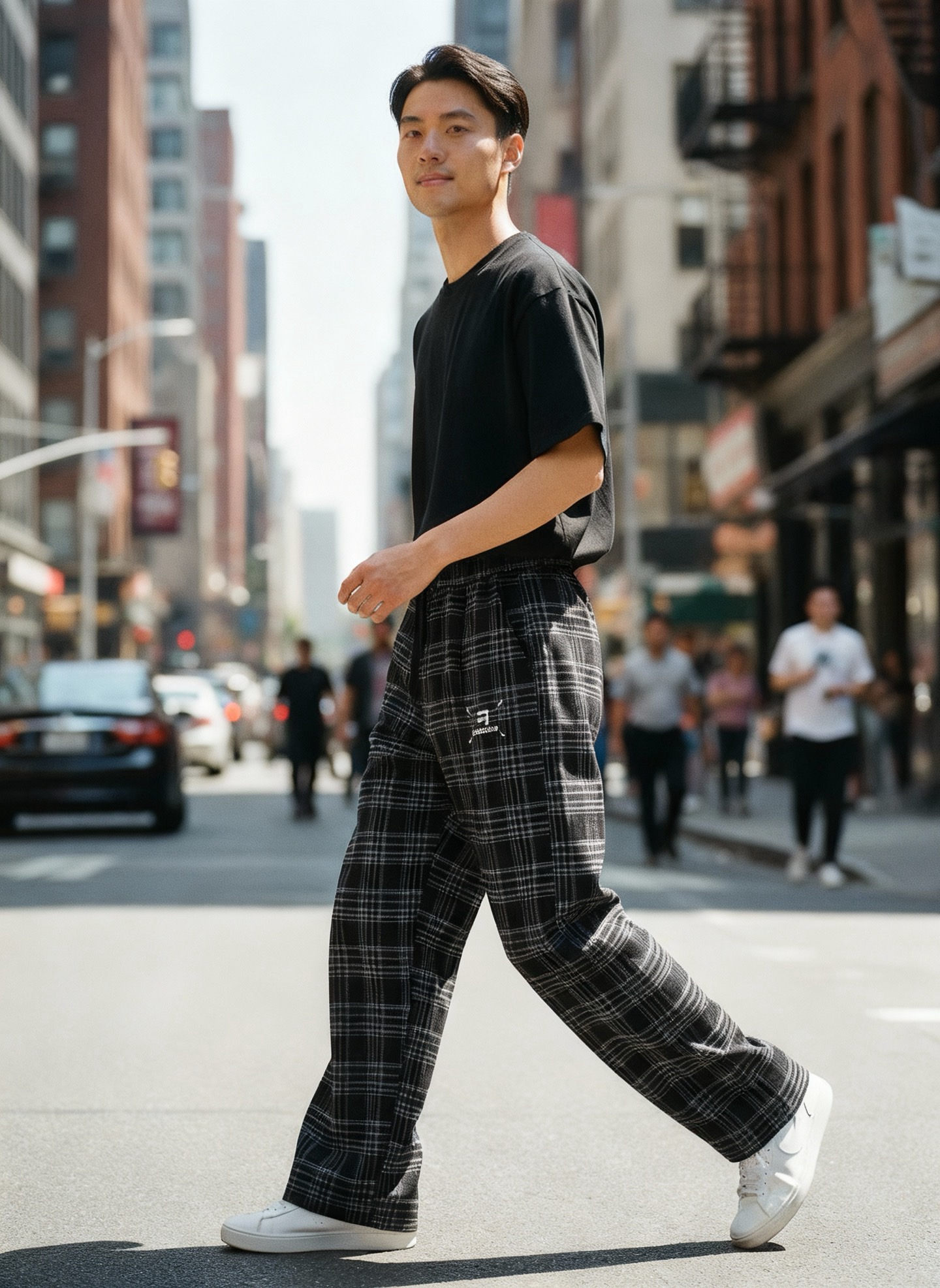 Balenciaga 原單格紋寬褲 復古學院風街頭必備款