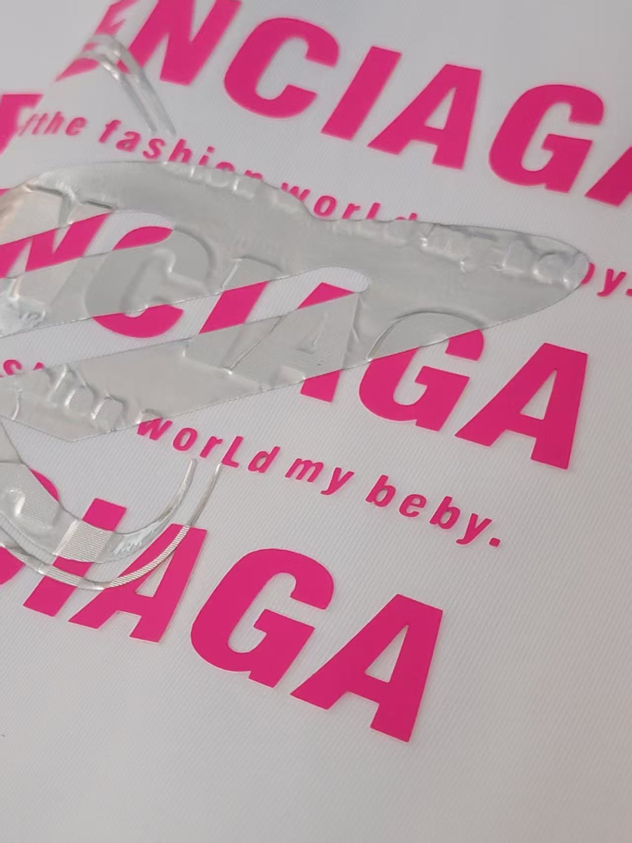 Balenciaga 高仿白色印花T恤 粉紅標語個性圖樣潮流短袖| 8 Balenciaga 高仿白色印花T恤 粉紅標語個性圖樣潮流短袖