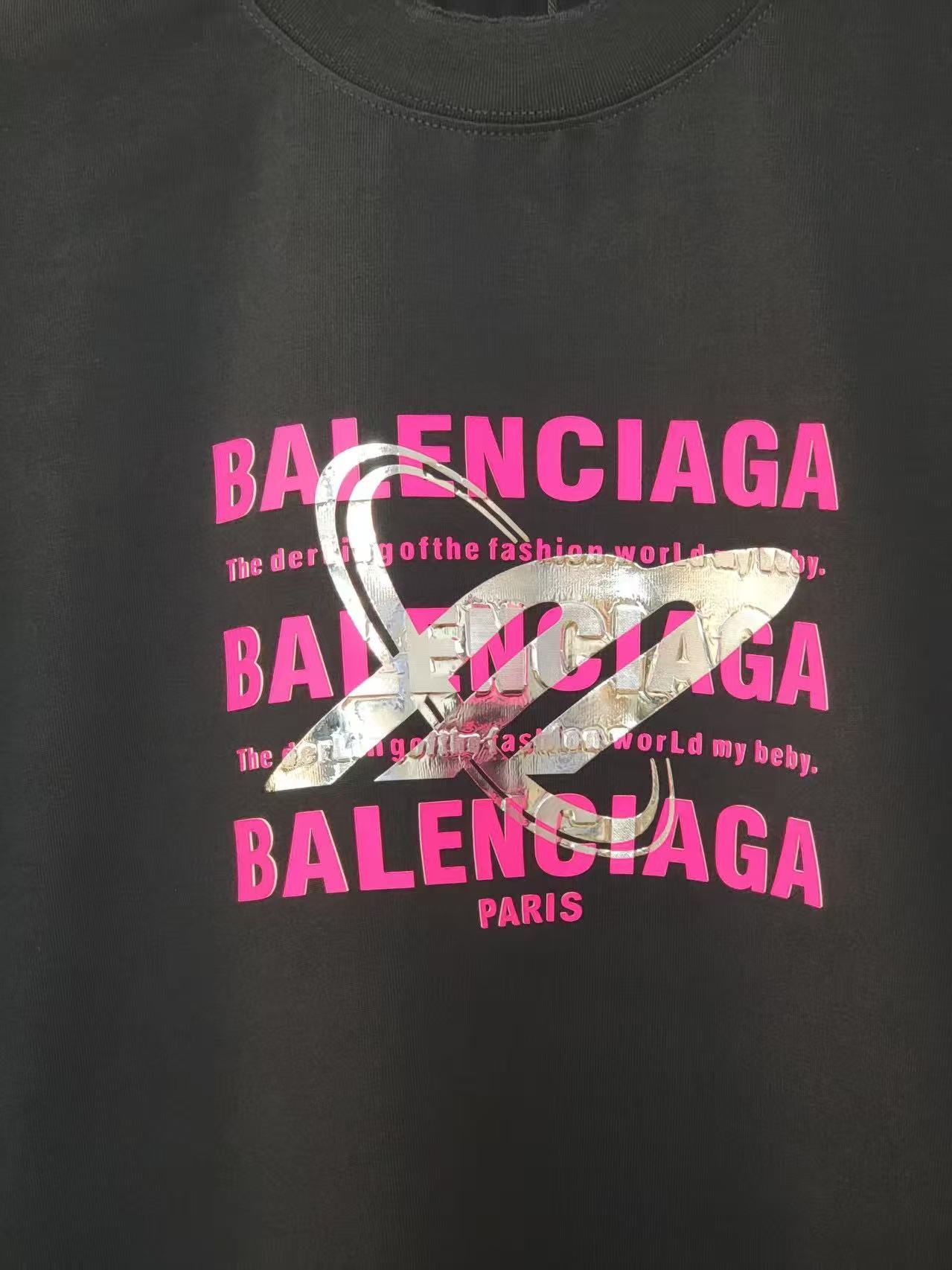Balenciaga A貨黑色男款印花T恤 街頭風格粉字設計人氣單品| 9 Balenciaga A貨黑色男款印花T恤 街頭風格粉字設計人氣單品