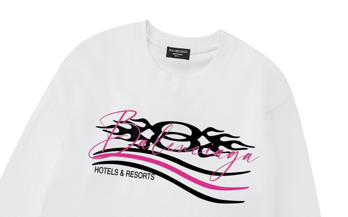 Balenciaga 一比一白色長袖T恤 粉黑漸層HOTELS潮流印花款| 13 Balenciaga 一比一白色長袖T恤 粉黑漸層HOTELS潮流印花款