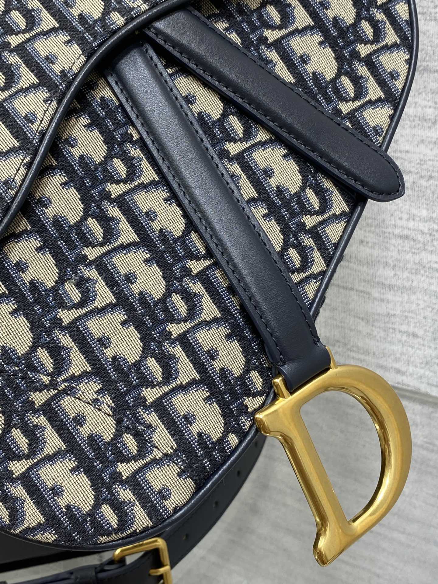 Dior 一比一老花馬鞍包 經典藍色帆布刺繡款 附長背帶| 14 Dior 一比一老花馬鞍包 經典藍色帆布刺繡款 附長背帶