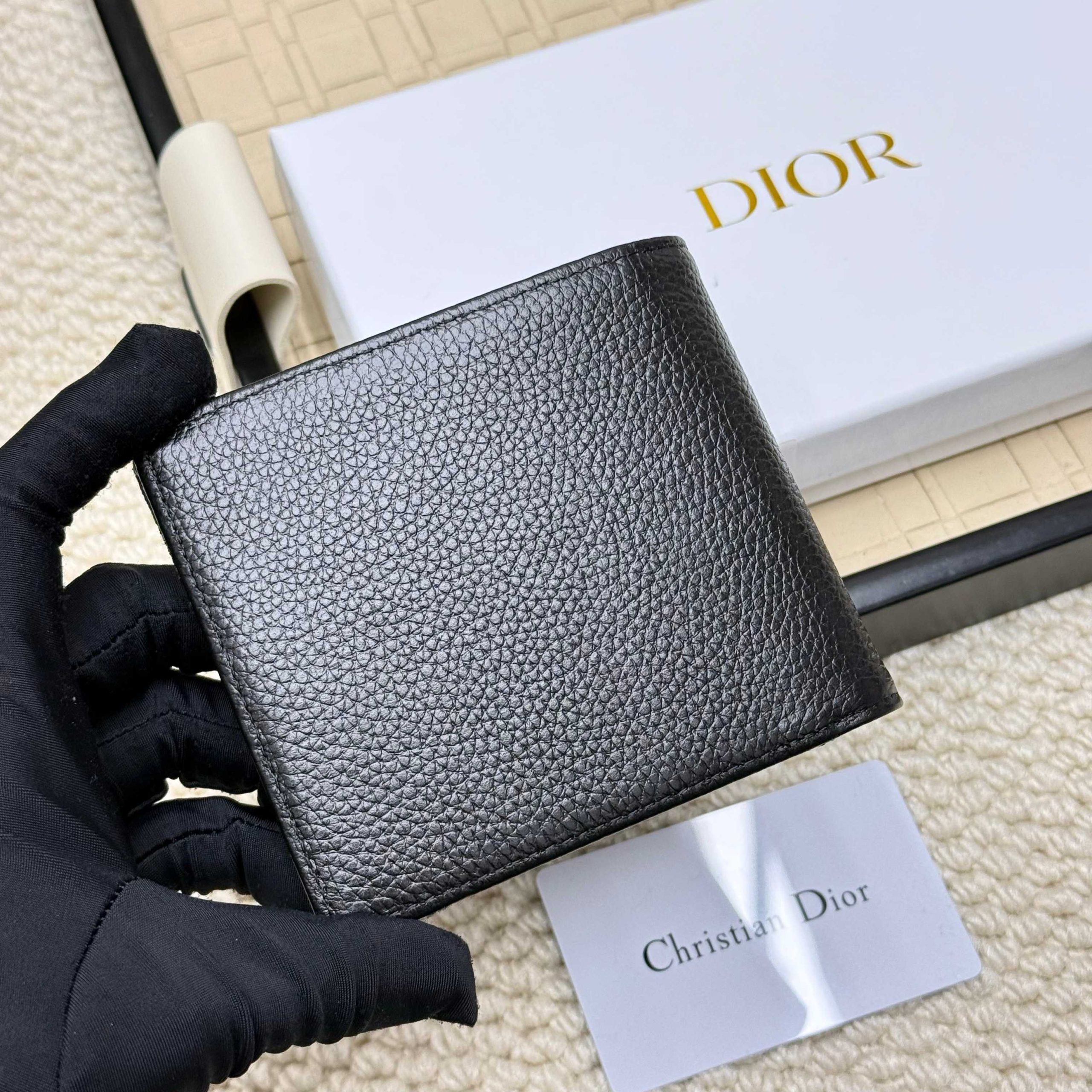 Dior高仿短夾男士款 黑灰老花拼接荔枝紋設計感款| 10 Dior高仿短夾男士款 黑灰老花拼接荔枝紋設計感款
