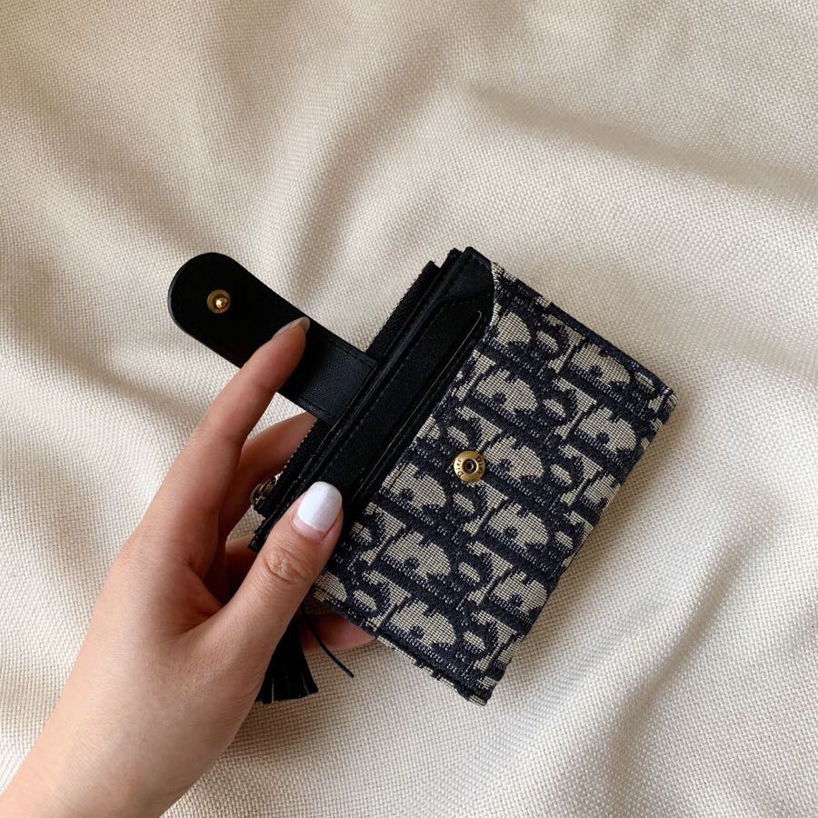 Dior 一比一女士拉鍊卡夾 黑色經典老花設計 流蘇點綴| 11 Dior 一比一女士拉鍊卡夾 黑色經典老花設計 流蘇點綴