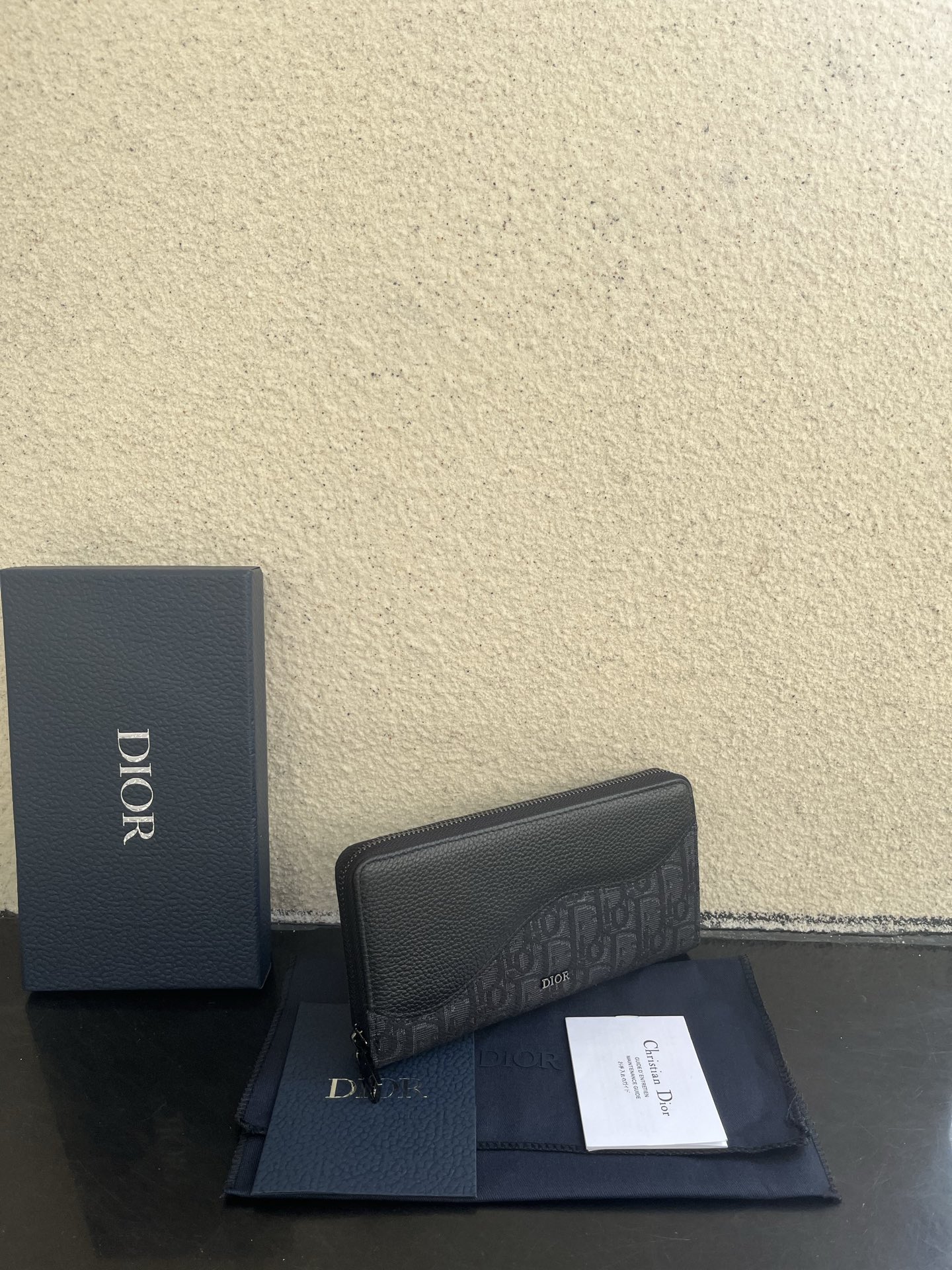 Dior 高仿男士長夾 老花拼皮革設計 黑色精品款| 13 Dior 高仿男士長夾 老花拼皮革設計 黑色精品款