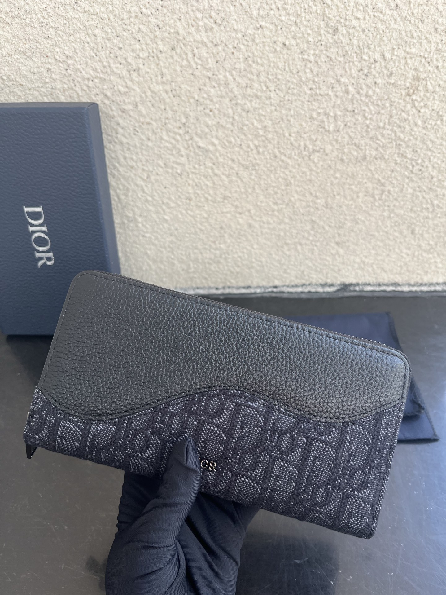 Dior 高仿男士長夾 老花拼皮革設計 黑色精品款| 12 Dior 高仿男士長夾 老花拼皮革設計 黑色精品款