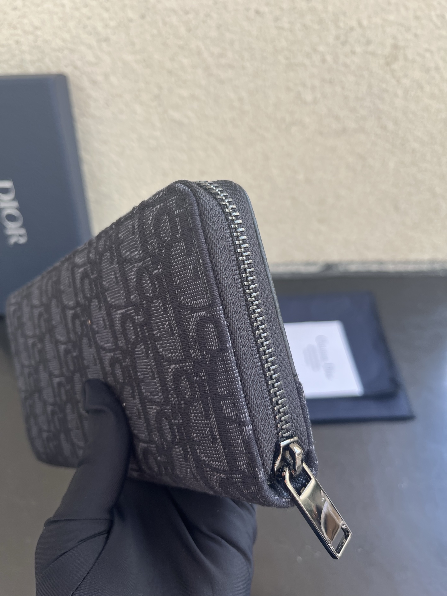 Dior 高仿男士長夾 老花拼皮革設計 黑色精品款| 9 Dior 高仿男士長夾 老花拼皮革設計 黑色精品款