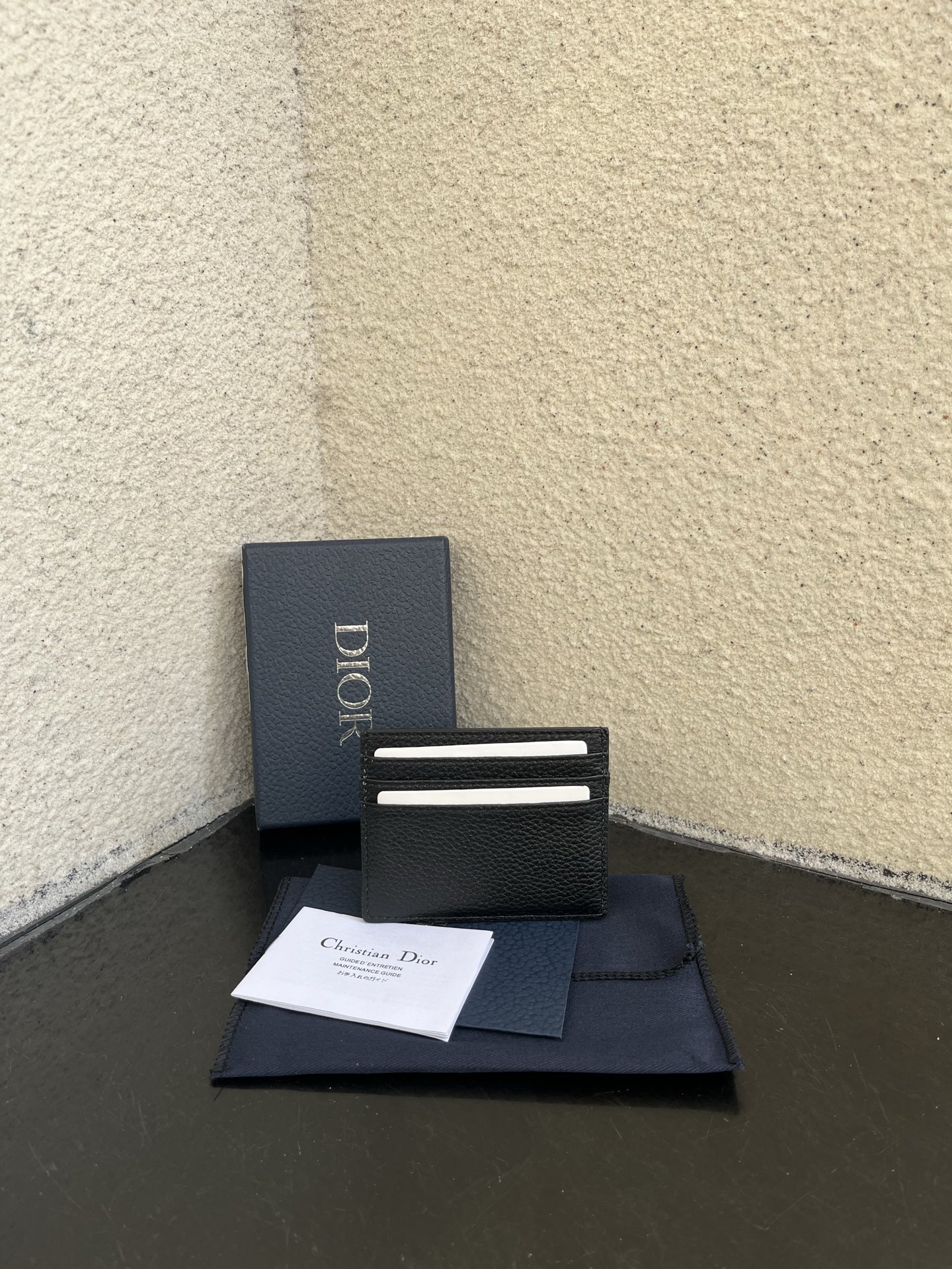 Dior 原單男用卡包 老花拼皮革 雙層設計黑色精品款| 12 Dior 原單男用卡包 老花拼皮革 雙層設計黑色精品款