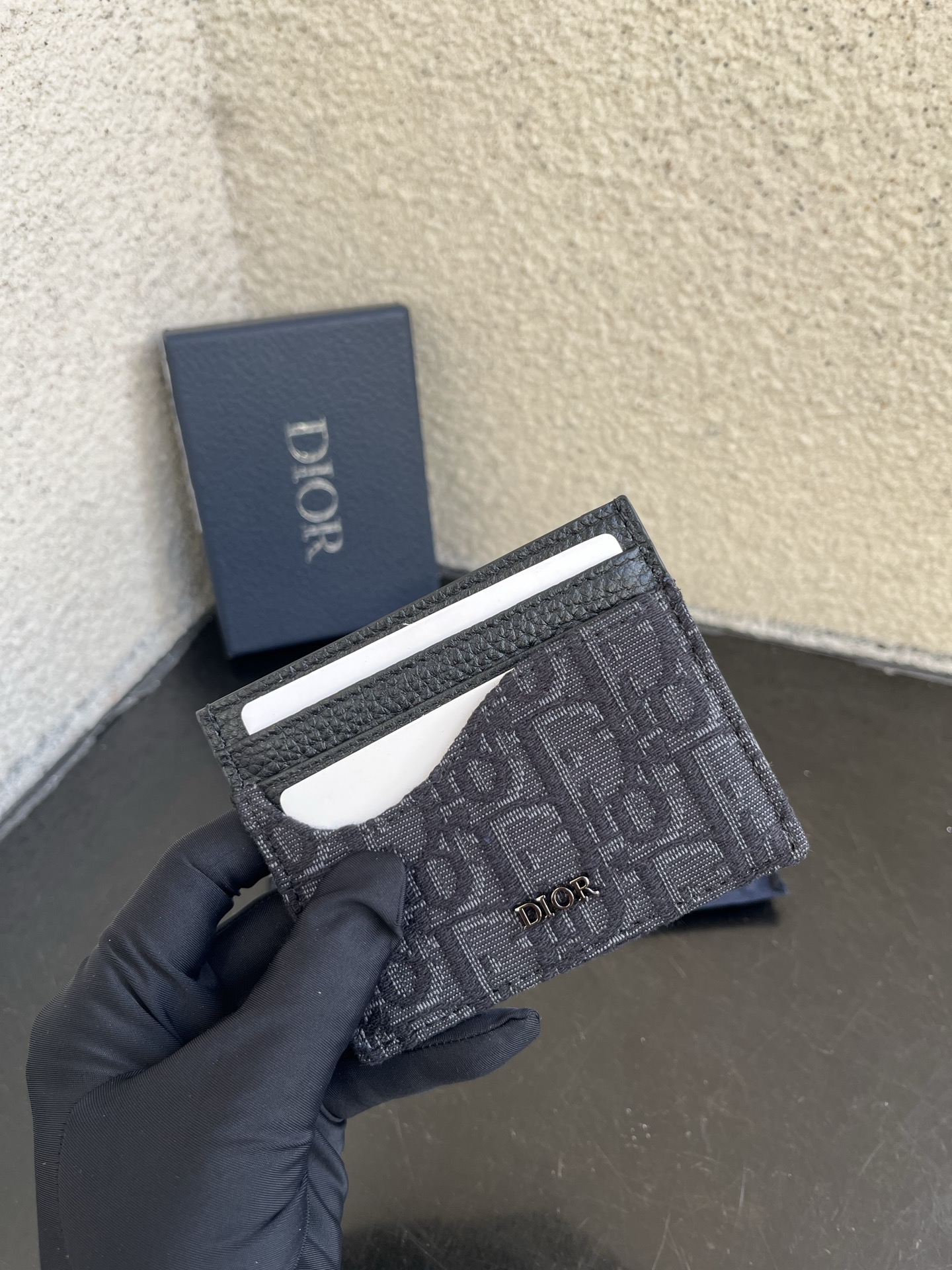 Dior 原單男用卡包 老花拼皮革 雙層設計黑色精品款| 11 Dior 原單男用卡包 老花拼皮革 雙層設計黑色精品款