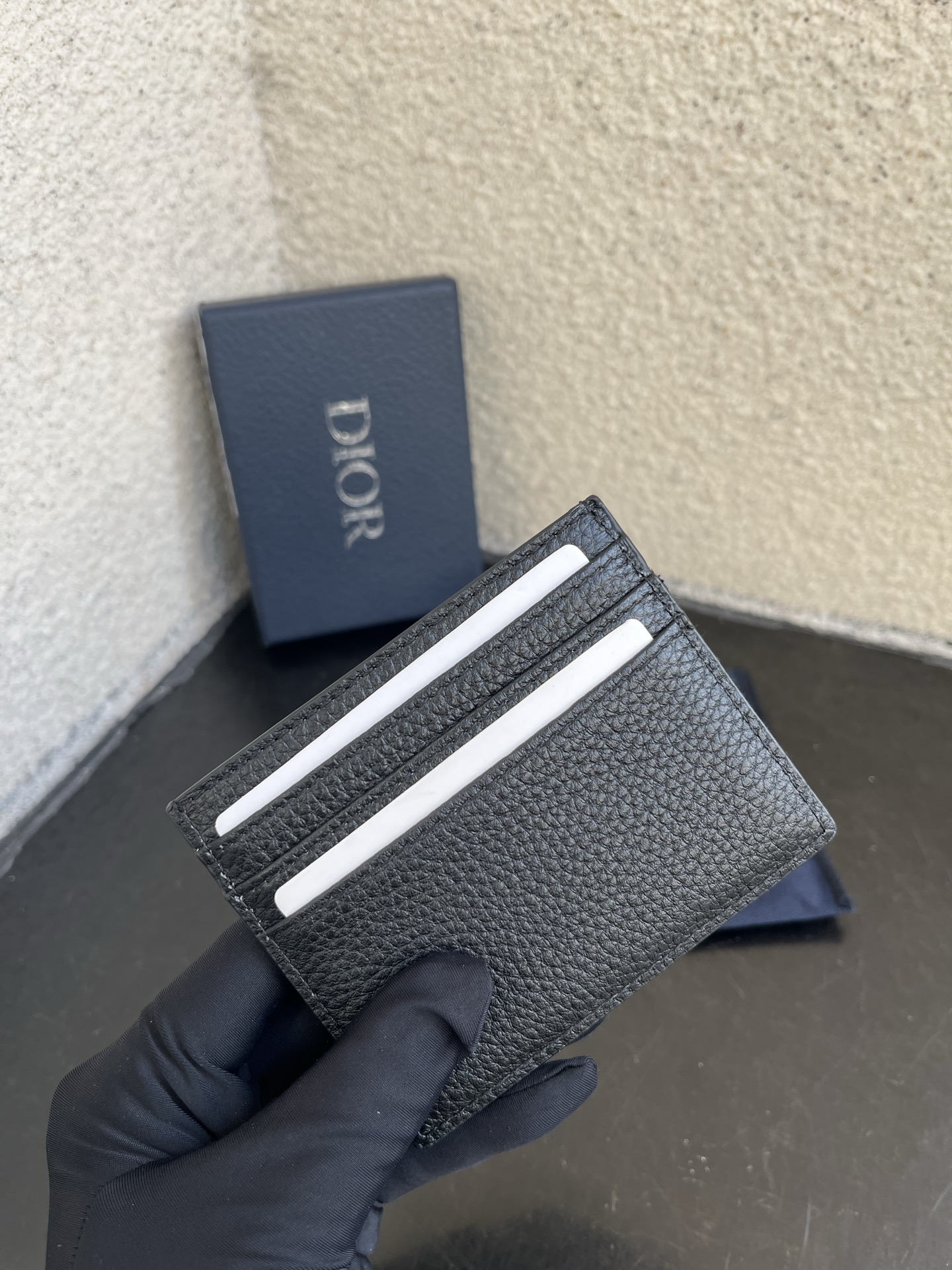 Dior 原單男用卡包 老花拼皮革 雙層設計黑色精品款| 10 Dior 原單男用卡包 老花拼皮革 雙層設計黑色精品款