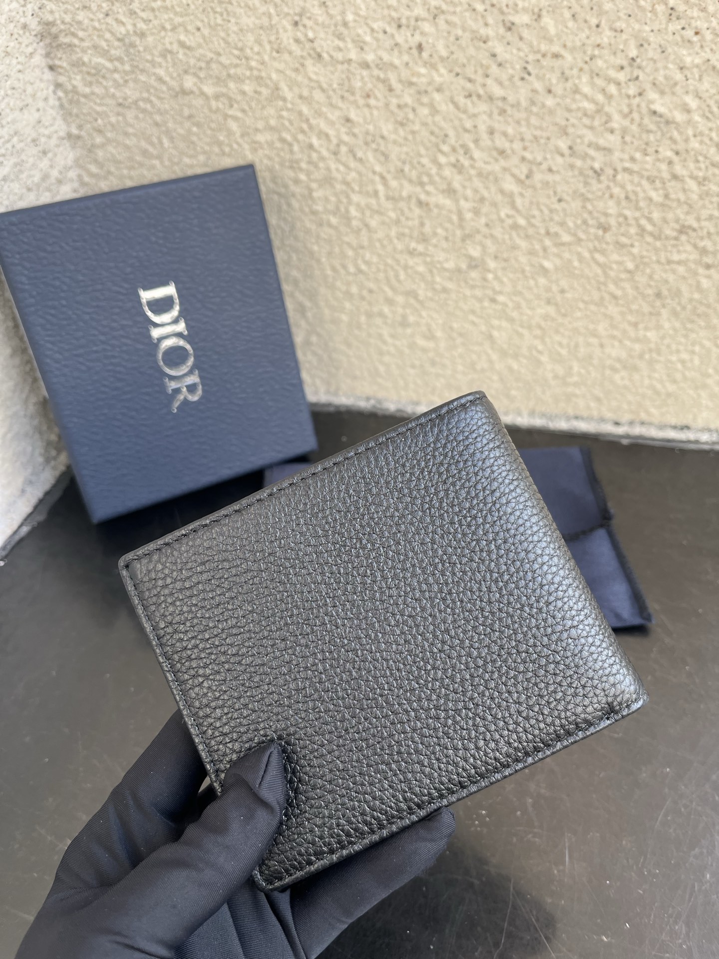 Dior 一比一男士短夾 老花拼皮革款 經典深藍設計| 9 Dior 一比一男士短夾 老花拼皮革款 經典深藍設計