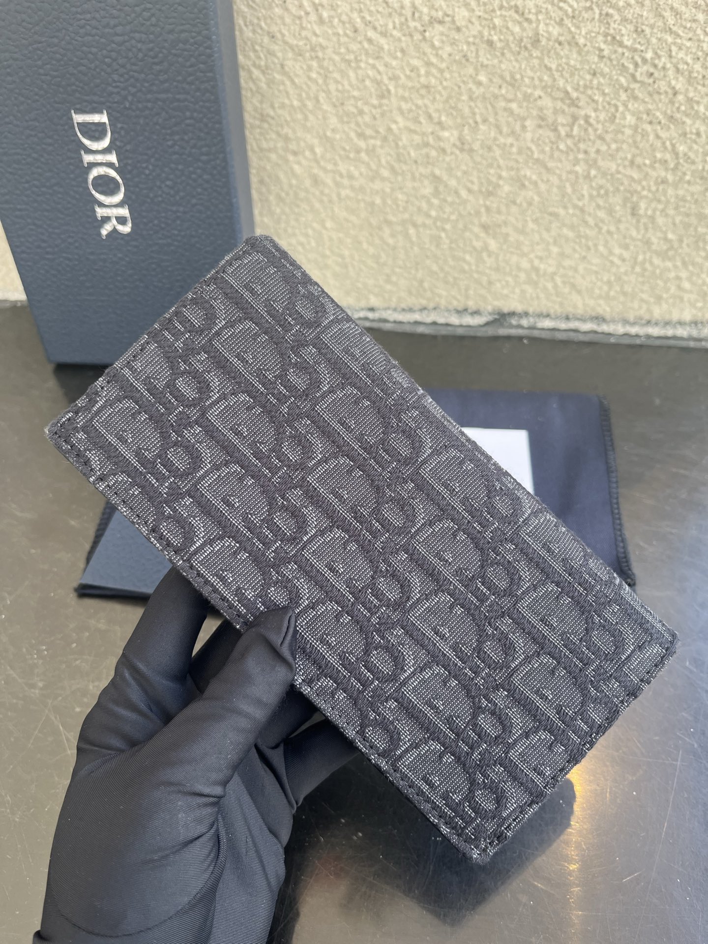 Dior 一比一男士長夾 深灰老花布面 經典高辨識度款| 9 Dior 一比一男士長夾 深灰老花布面 經典高辨識度款