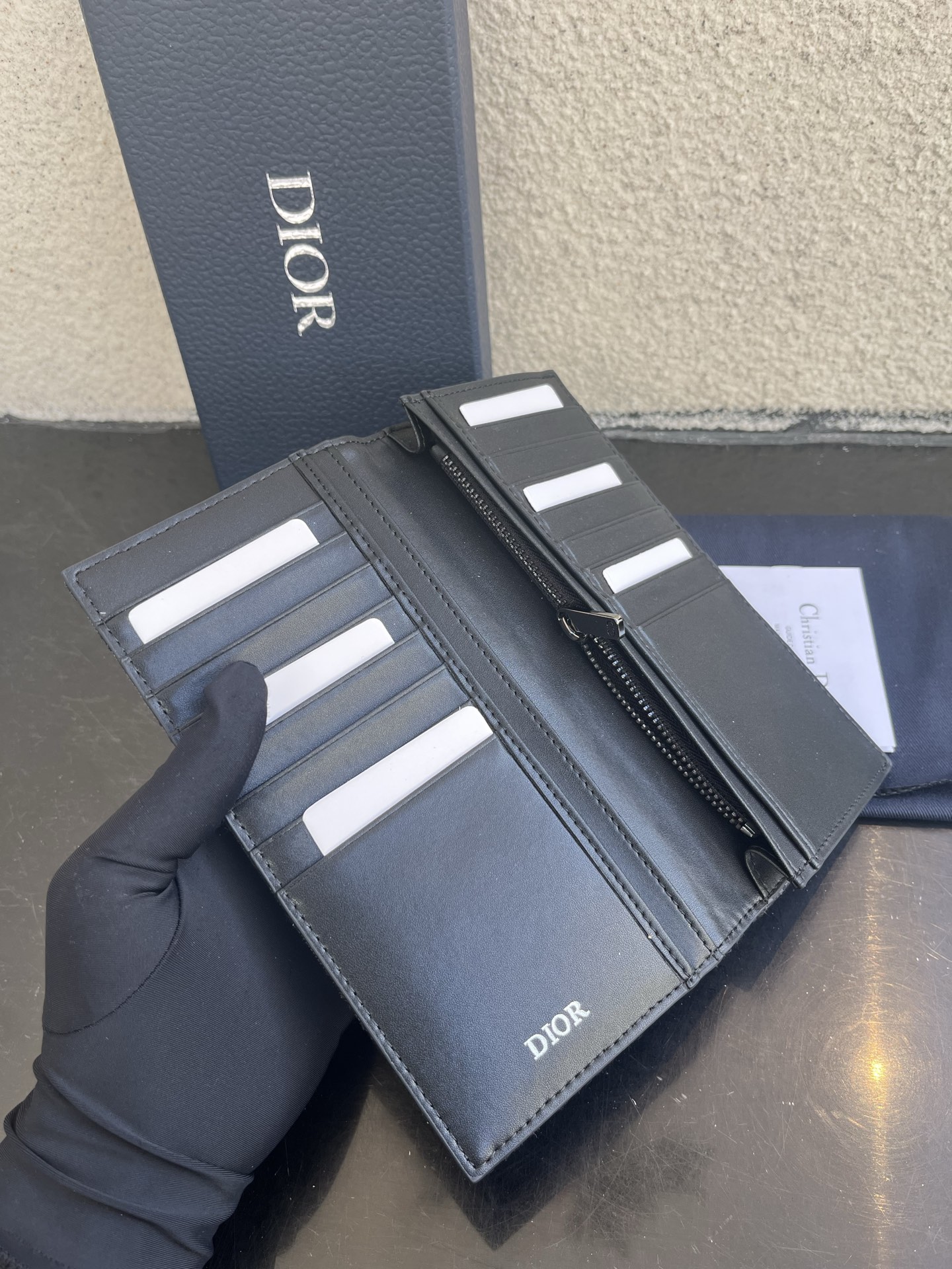 Dior 一比一男士長夾 深灰老花布面 經典高辨識度款| 8 Dior 一比一男士長夾 深灰老花布面 經典高辨識度款