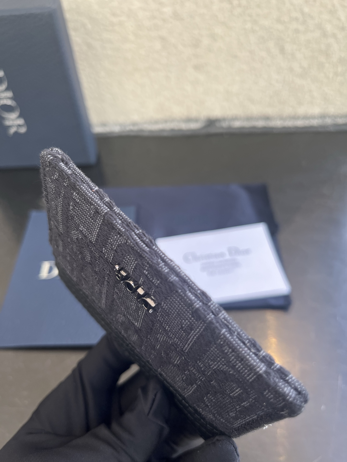 Dior 高仿卡夾 男士黑色老花布拼皮革 雙層設計| 9 Dior 高仿卡夾 男士黑色老花布拼皮革 雙層設計