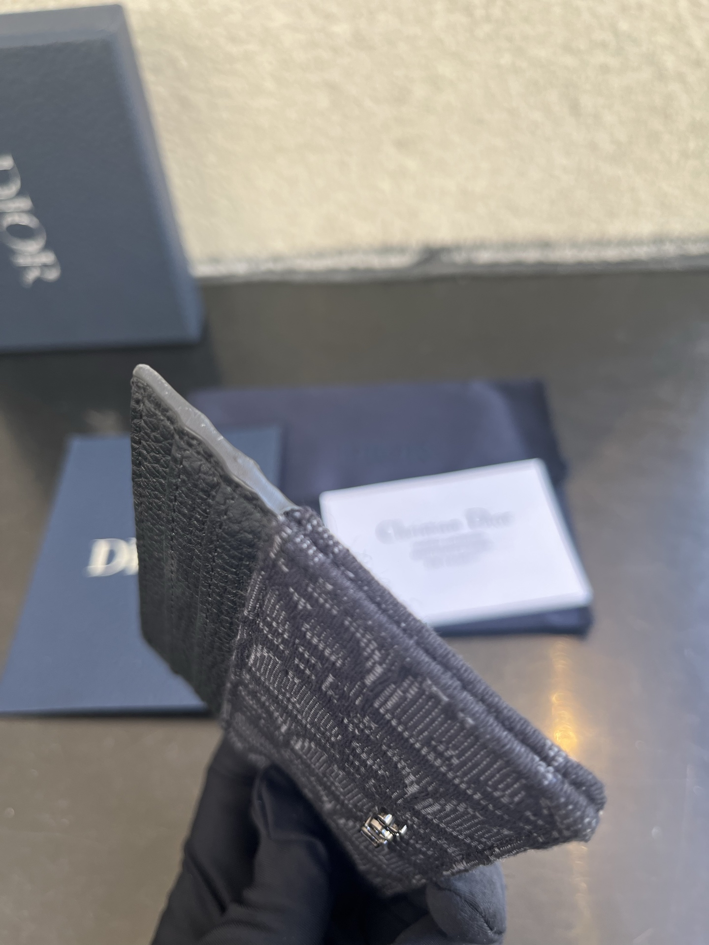 Dior 高仿卡夾 男士黑色老花布拼皮革 雙層設計| 8 Dior 高仿卡夾 男士黑色老花布拼皮革 雙層設計
