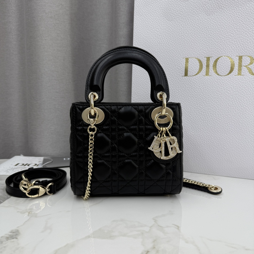 Dior原單黑色皮革Lady Dior鏈條包女用小巧百搭人氣款| 14 Dior原單黑色皮革Lady Dior鏈條包女用小巧百搭人氣款