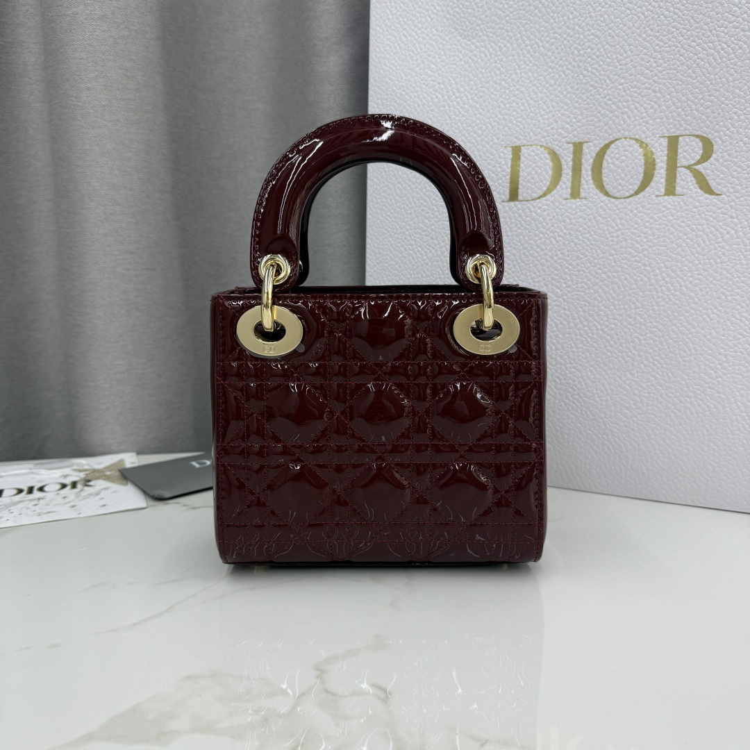 Dior原單酒紅漆皮Lady Dior小包女用小巧時尚鏈條設計| 11 Dior原單酒紅漆皮Lady Dior小包女用小巧時尚鏈條設計