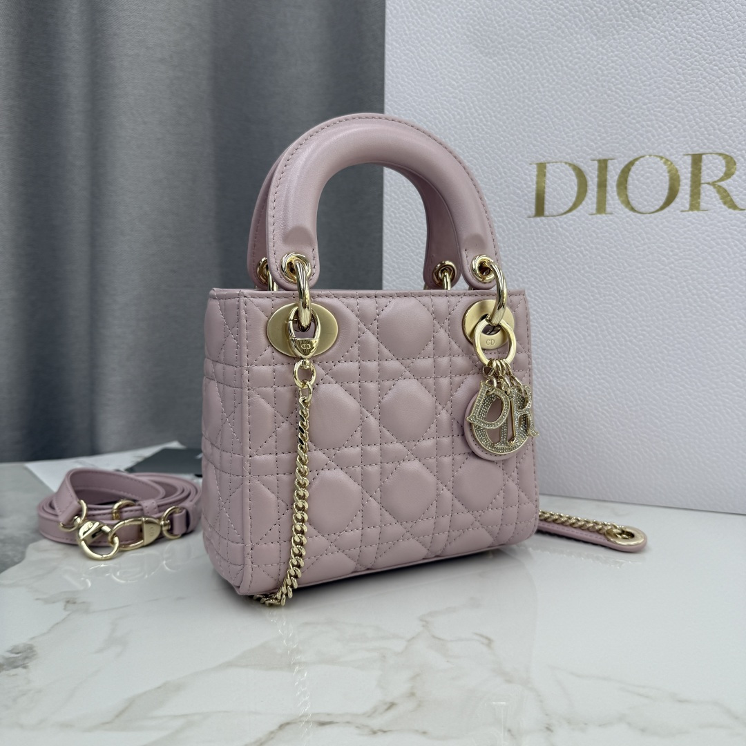 Dior原單粉色戴妃迷你包 女款時尚手提鏈條設計| 14 Dior原單粉色戴妃迷你包 女款時尚手提鏈條設計