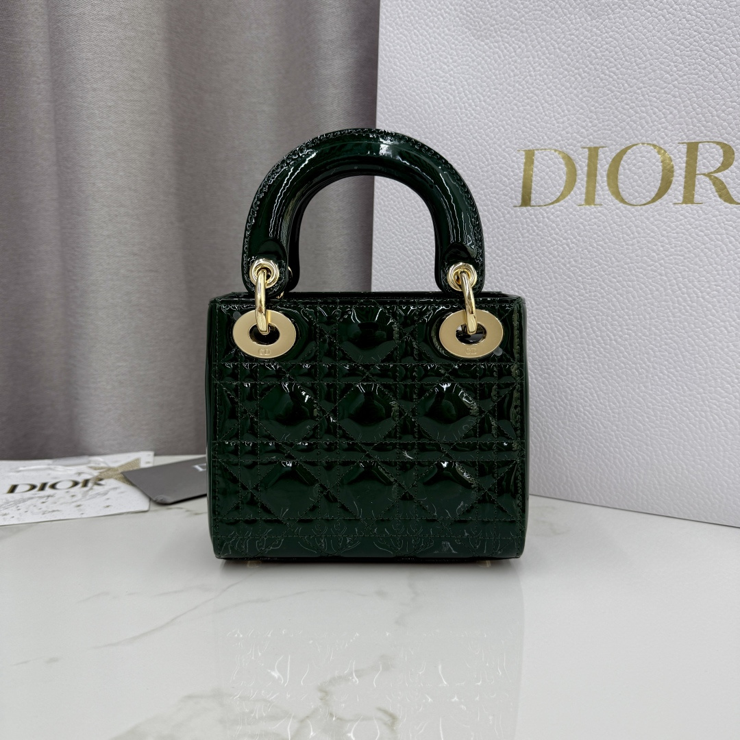 Dior A貨墨綠漆皮Lady Dior小包女用經典風格人氣款| 13 Dior A貨墨綠漆皮Lady Dior小包女用經典風格人氣款
