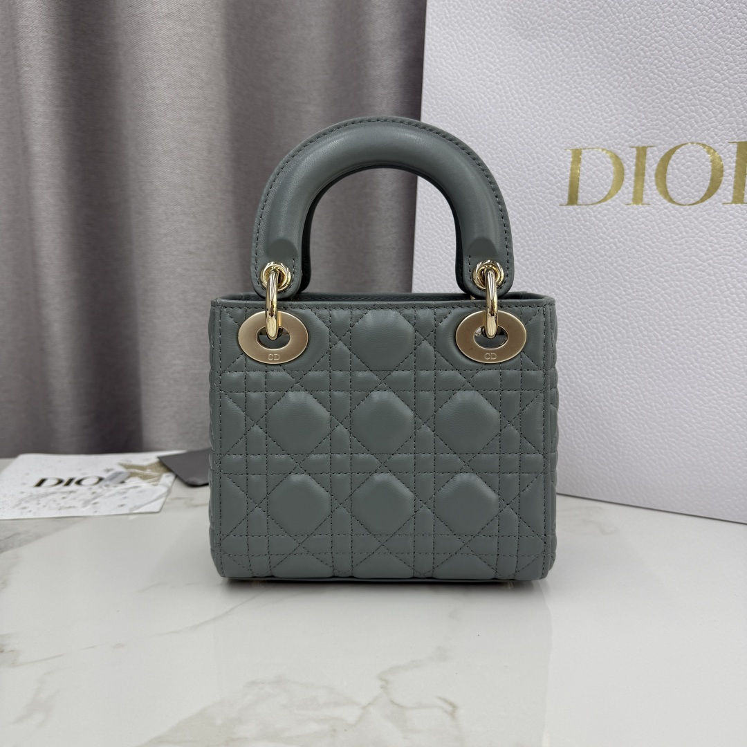Dior原單墨灰戴妃迷你包 女士鏈條設計手提小包| 13 Dior原單墨灰戴妃迷你包 女士鏈條設計手提小包
