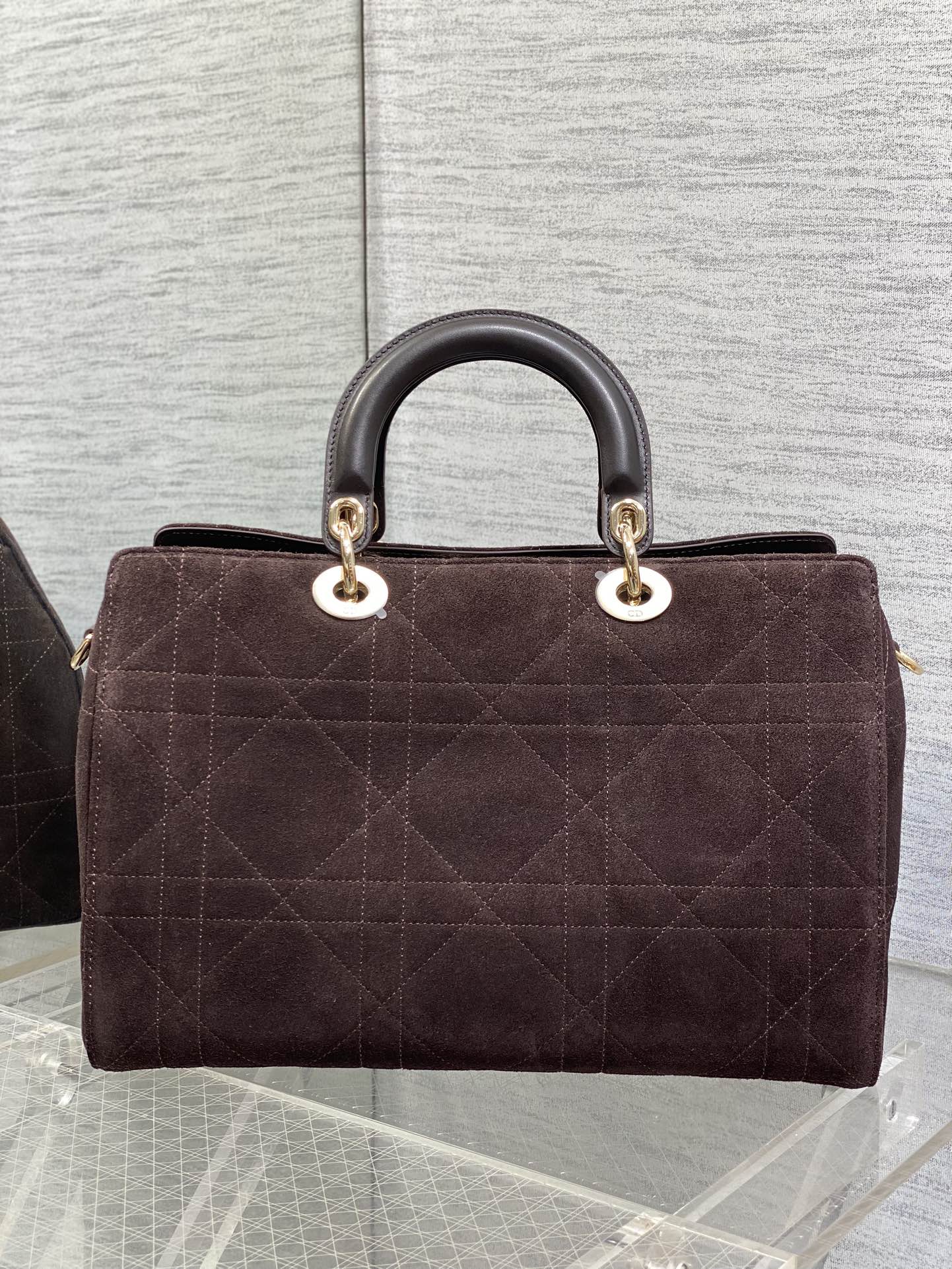 Dior 一比一深棕大款手提包 雙提把藤格設計真皮款| 11 Dior 一比一深棕大款手提包 雙提把藤格設計真皮款