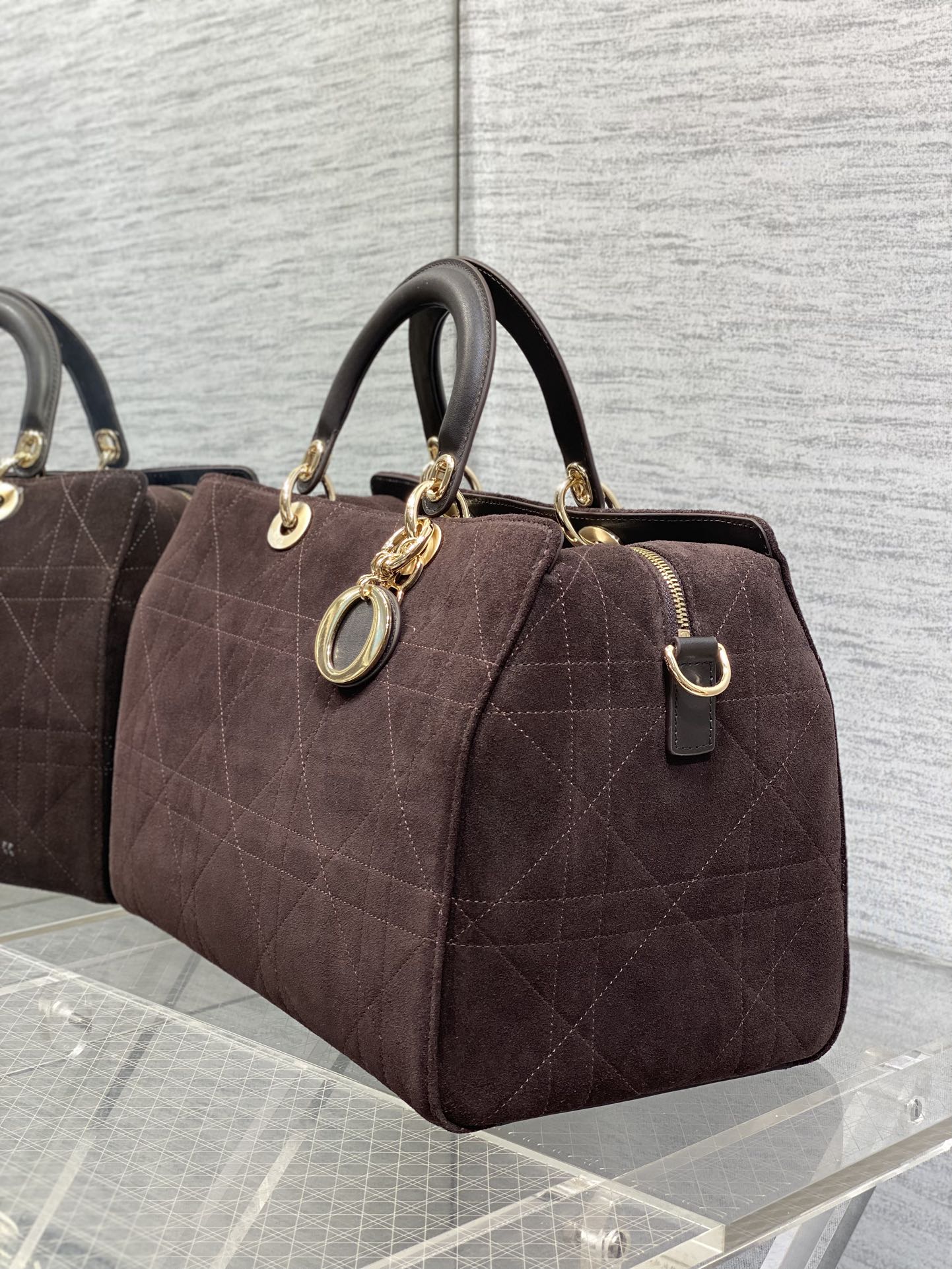 Dior 一比一深棕大款手提包 雙提把藤格設計真皮款| 10 Dior 一比一深棕大款手提包 雙提把藤格設計真皮款