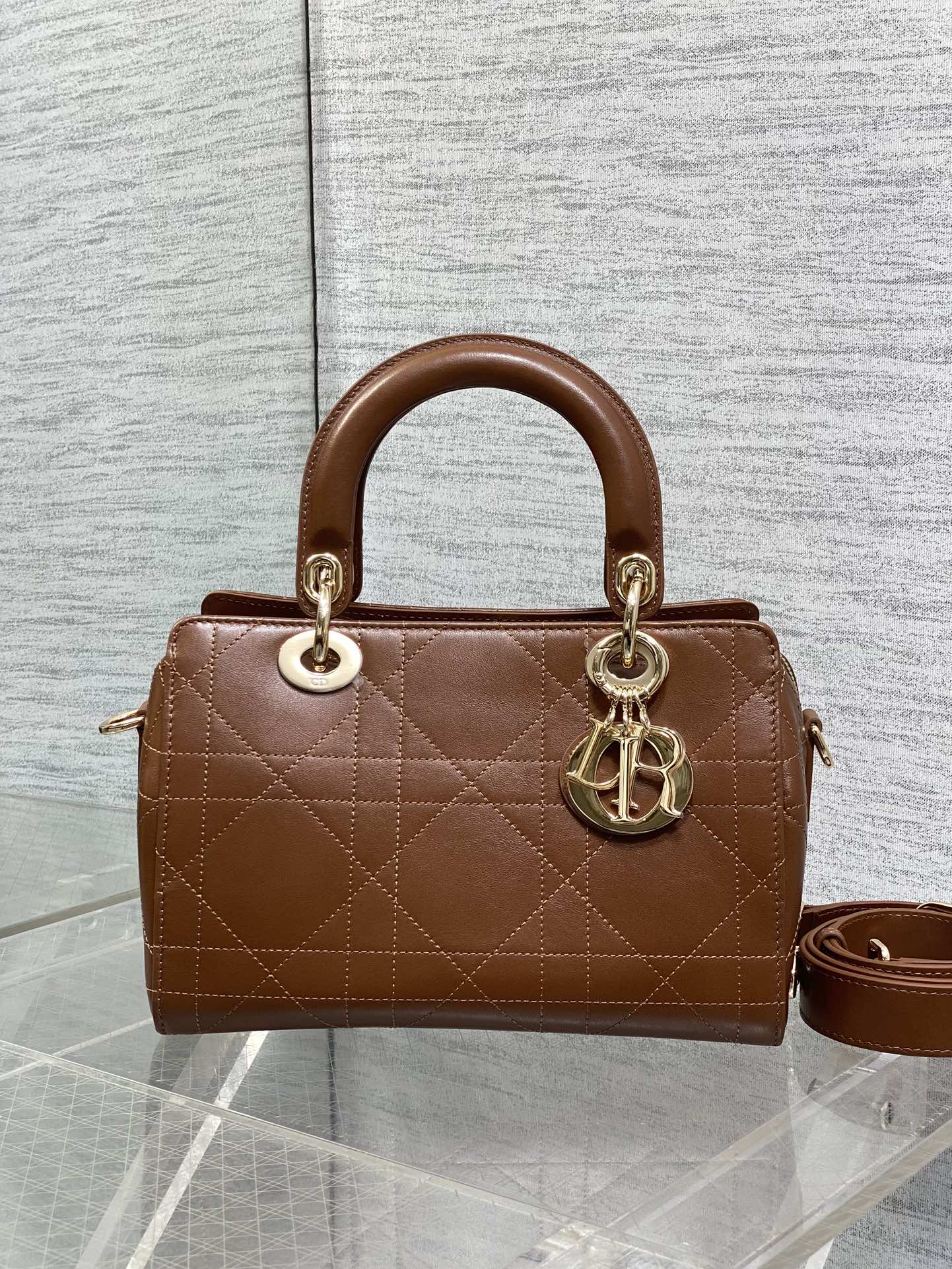 Dior 一比一栗棕色小款手提包 迷你可愛藤格紋女用包| 14 Dior 一比一栗棕色小款手提包 迷你可愛藤格紋女用包