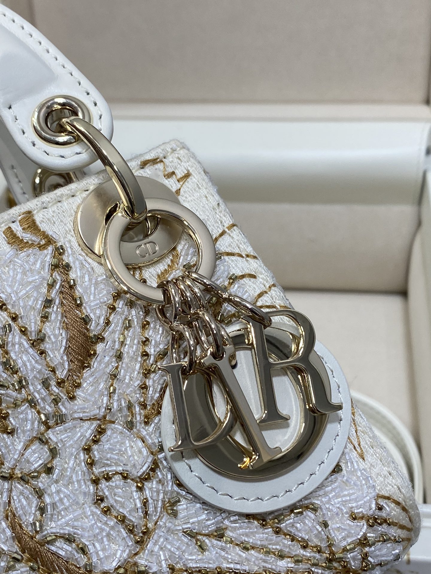 Dior 一比一白金刺繡迷你包 奢華立體葉紋限量盒裝款| 13 Dior 一比一白金刺繡迷你包 奢華立體葉紋限量盒裝款