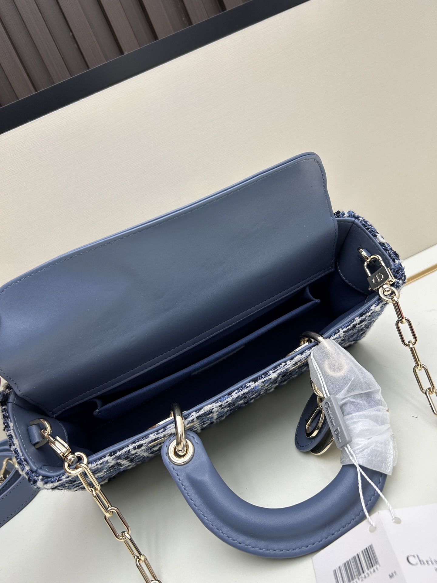 Dior 高仿藍色格紋小方手提包 實用鏈條設計氣質包款| 8 Dior 高仿藍色格紋小方手提包 實用鏈條設計氣質包款
