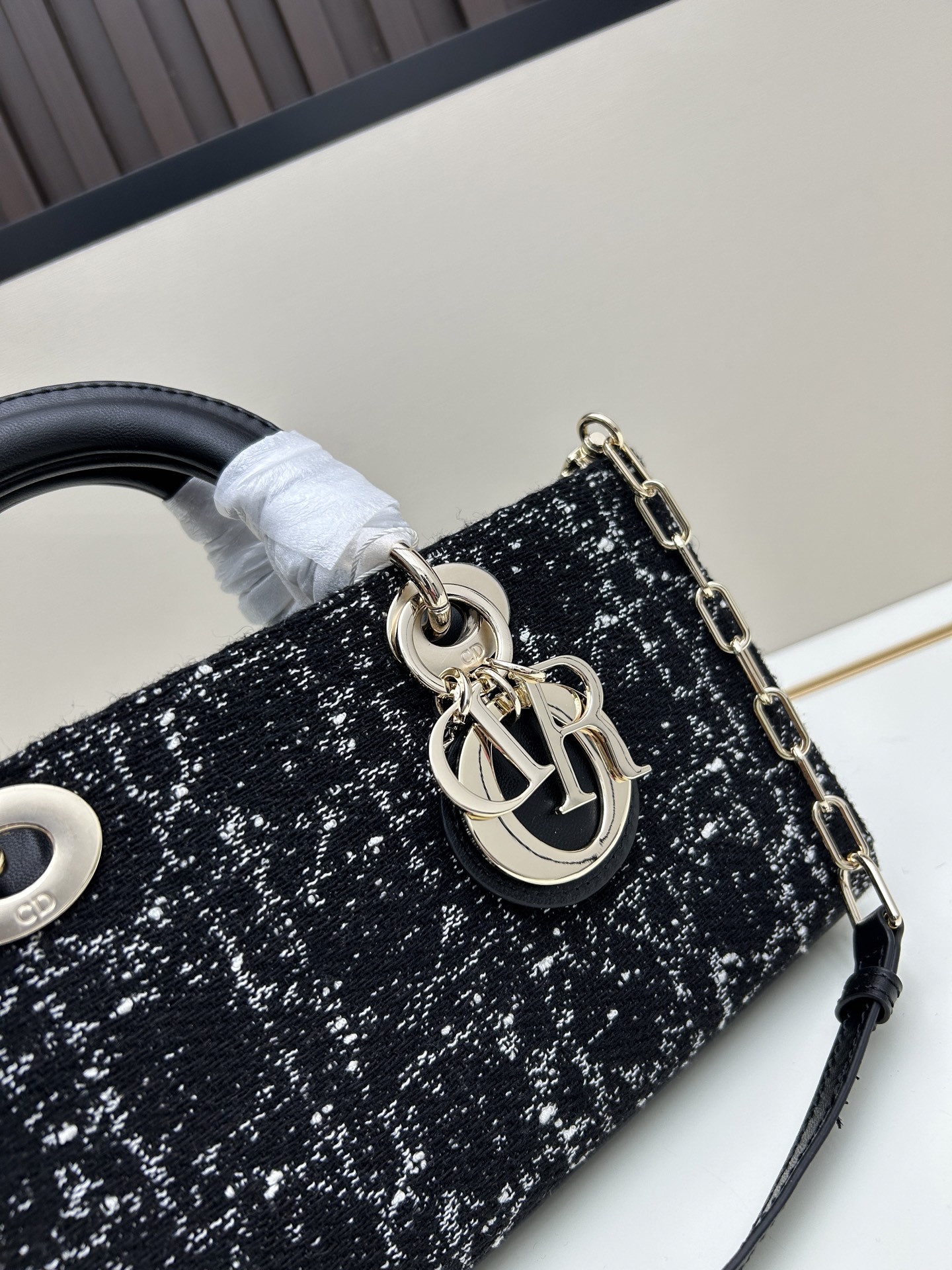 Dior A貨黑白格紋小方包 質感絨布鏈條設計日常通勤包| 12 Dior A貨黑白格紋小方包 質感絨布鏈條設計日常通勤包