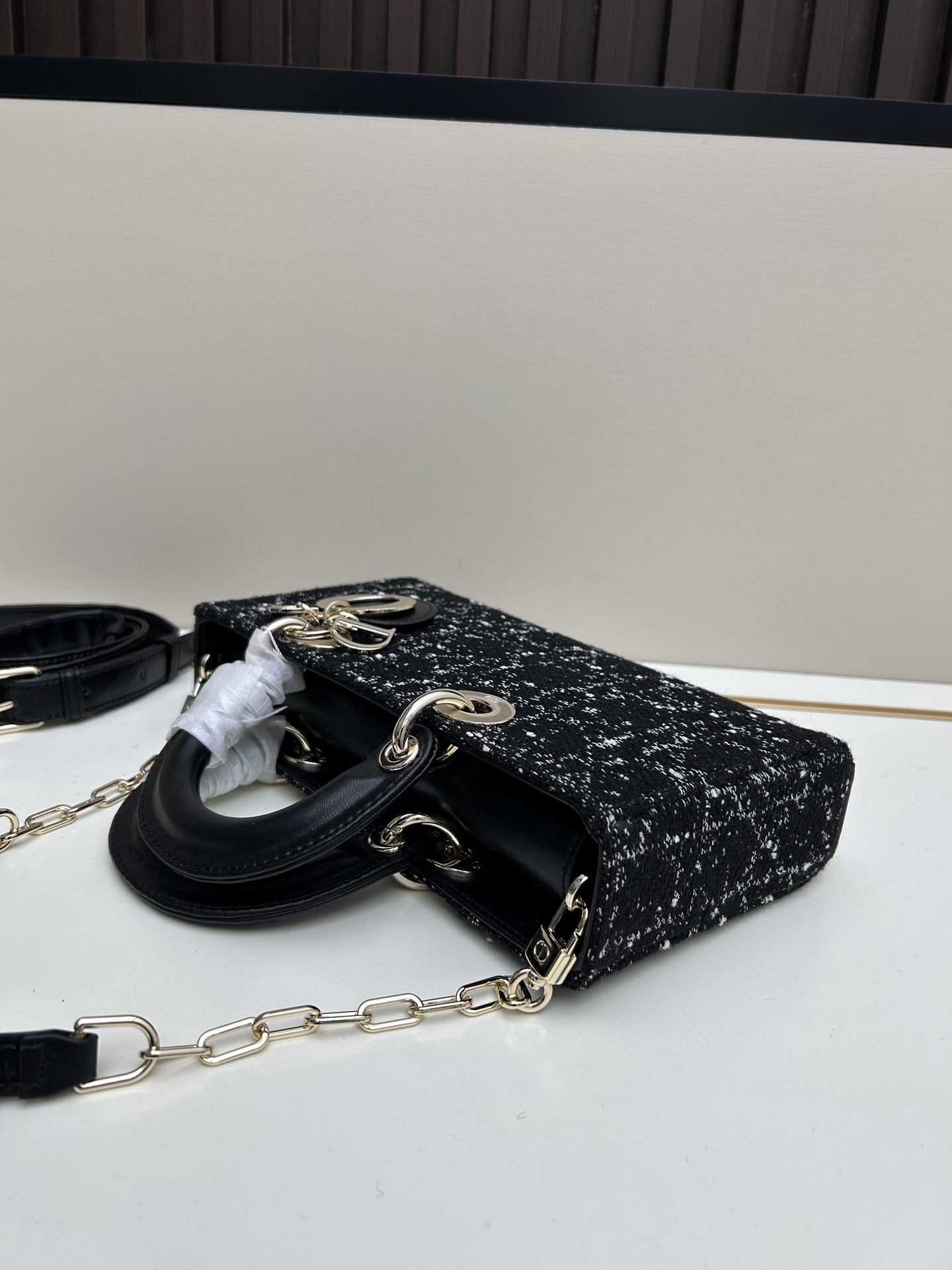Dior A貨黑白格紋小方包 質感絨布鏈條設計日常通勤包| 9 Dior A貨黑白格紋小方包 質感絨布鏈條設計日常通勤包