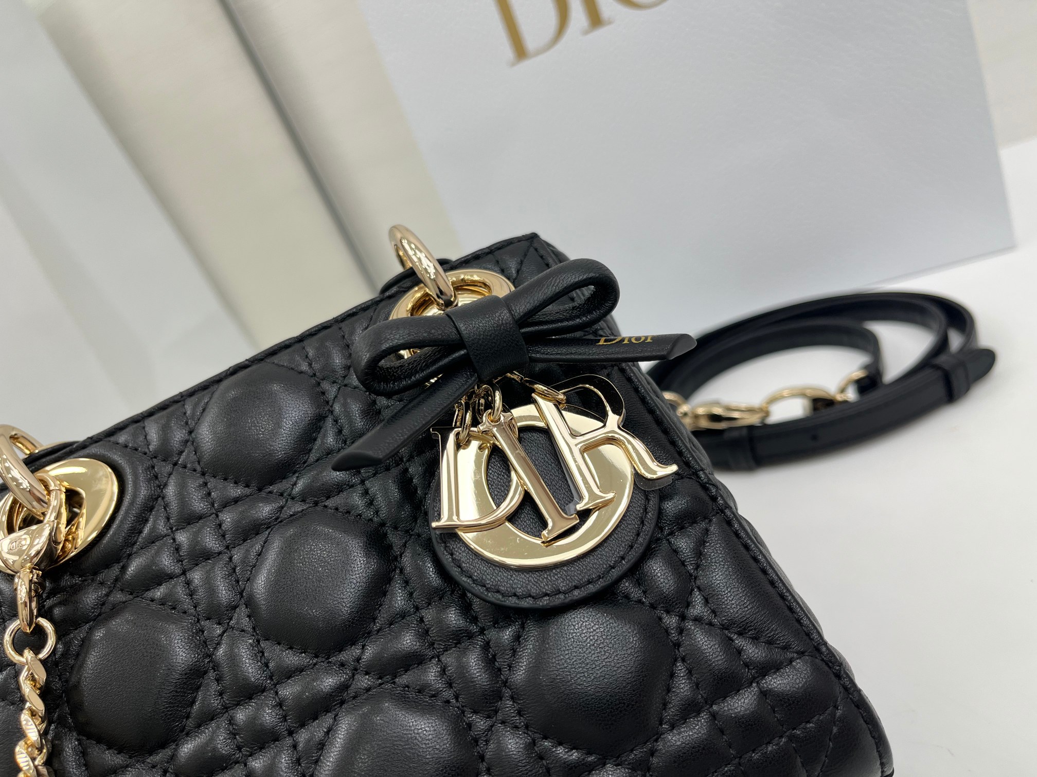 高仿Dior Lady D-Joy黑色迷你包 金屬鏈條蝴蝶結設計| 12 高仿Dior Lady D-Joy黑色迷你包 金屬鏈條蝴蝶結設計