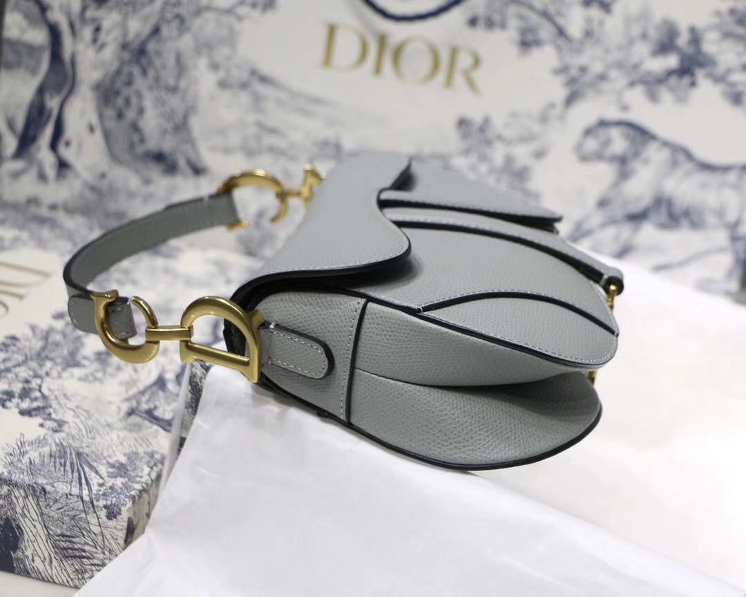 Dior A貨馬鞍包迷你版灰色全皮款 金屬細節輕巧版型| 10 Dior A貨馬鞍包迷你版灰色全皮款 金屬細節輕巧版型