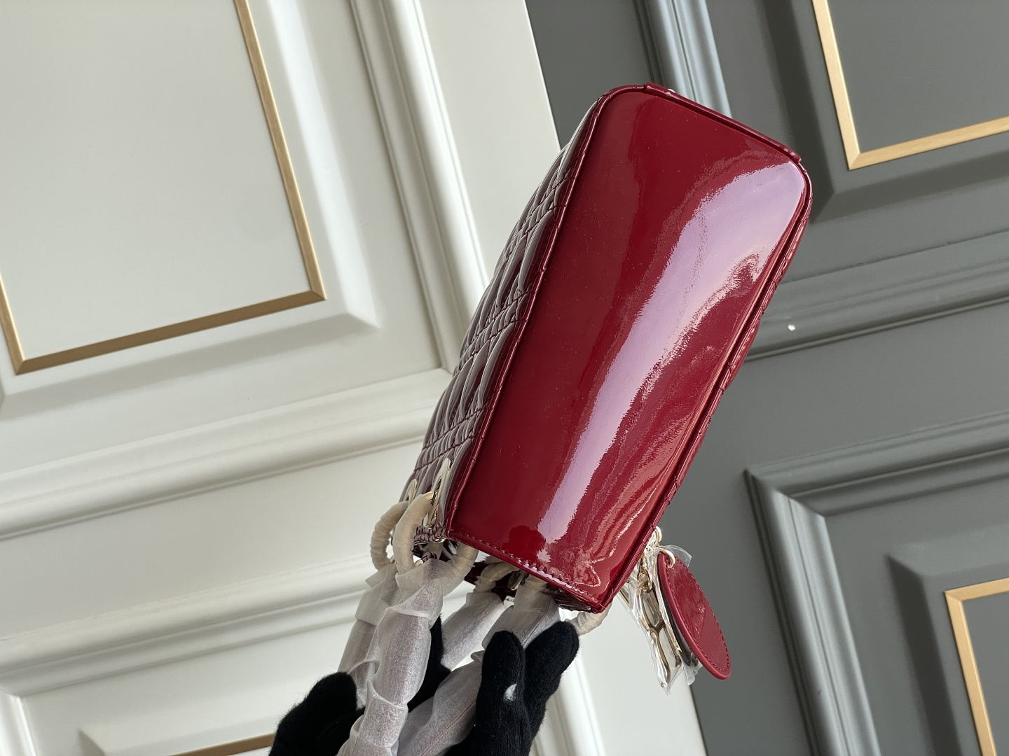 Dior A貨Lady手提包 女用酒紅亮面奢感限定款| 9 Dior A貨Lady手提包 女用酒紅亮面奢感限定款