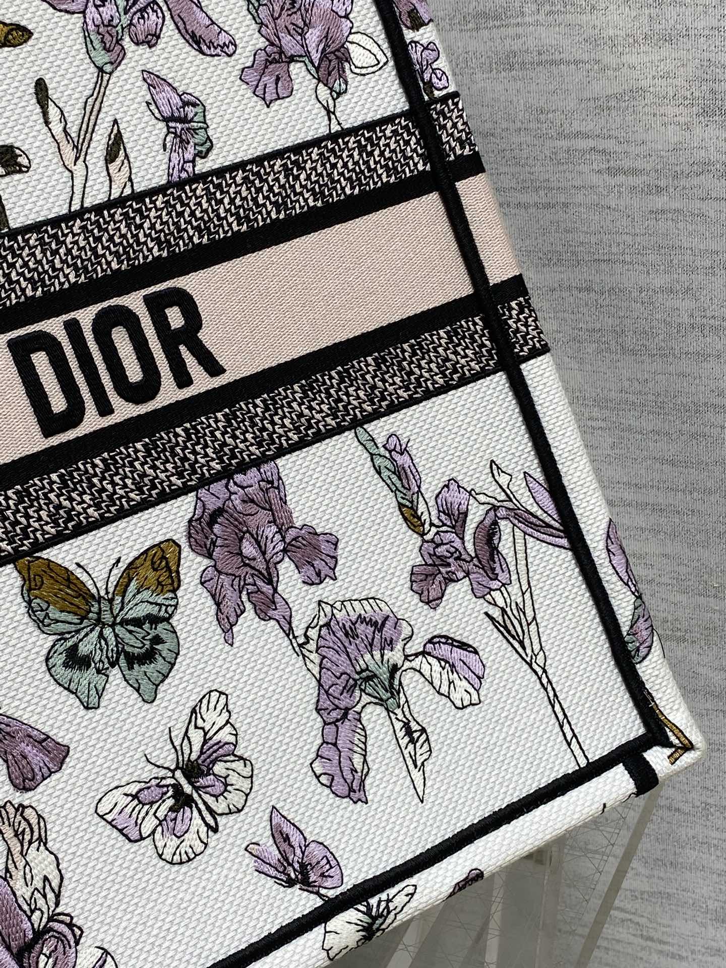 Dior 高仿Book Tote大號托特包 夢幻紫系花卉蝴蝶款