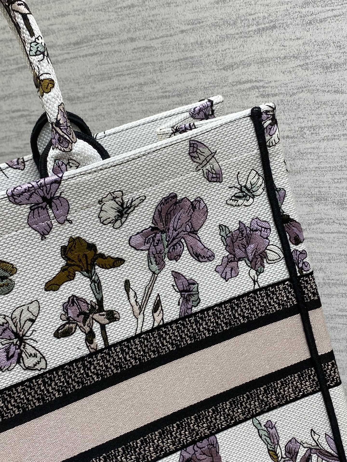 Dior 高仿Book Tote大號托特包 夢幻紫系花卉蝴蝶款