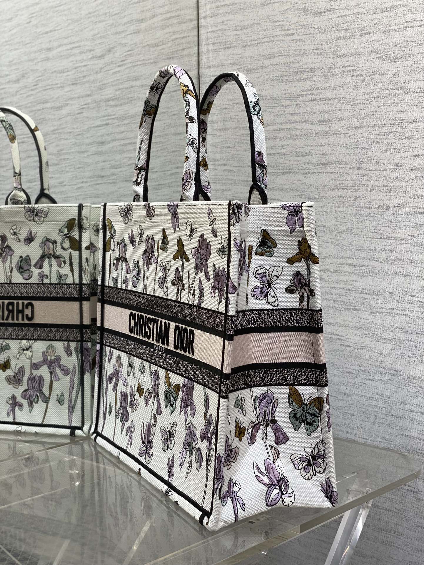 Dior 高仿Book Tote大號托特包 夢幻紫系花卉蝴蝶款