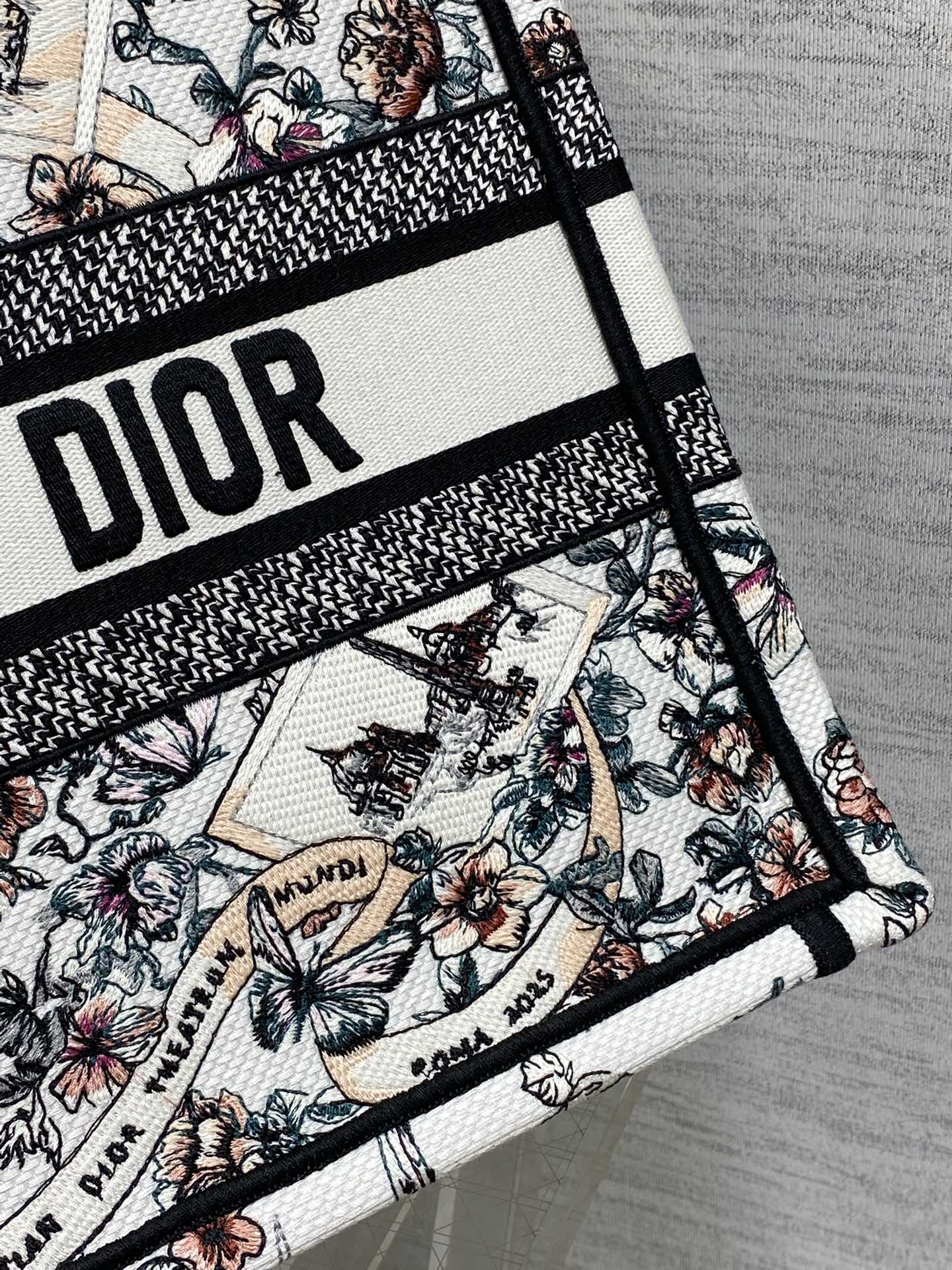 Dior 高仿Book Tote中號旅遊風格托特包 城市明信片刺繡設計