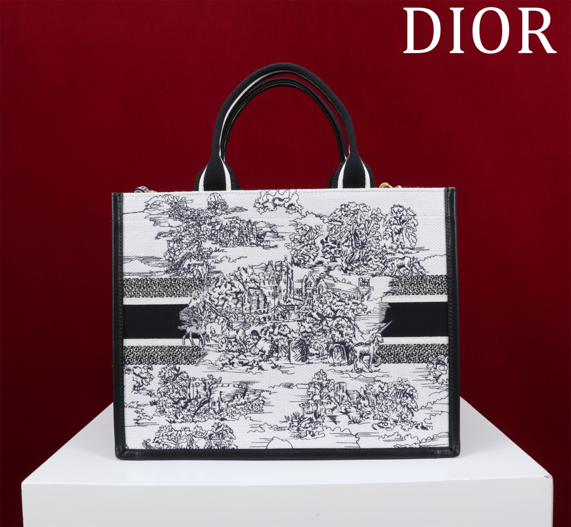 高仿Dior Book Tote 托特包 黑白森林刺繡款 經典中型尺寸| 13 高仿Dior Book Tote 托特包 黑白森林刺繡款 經典中型尺寸