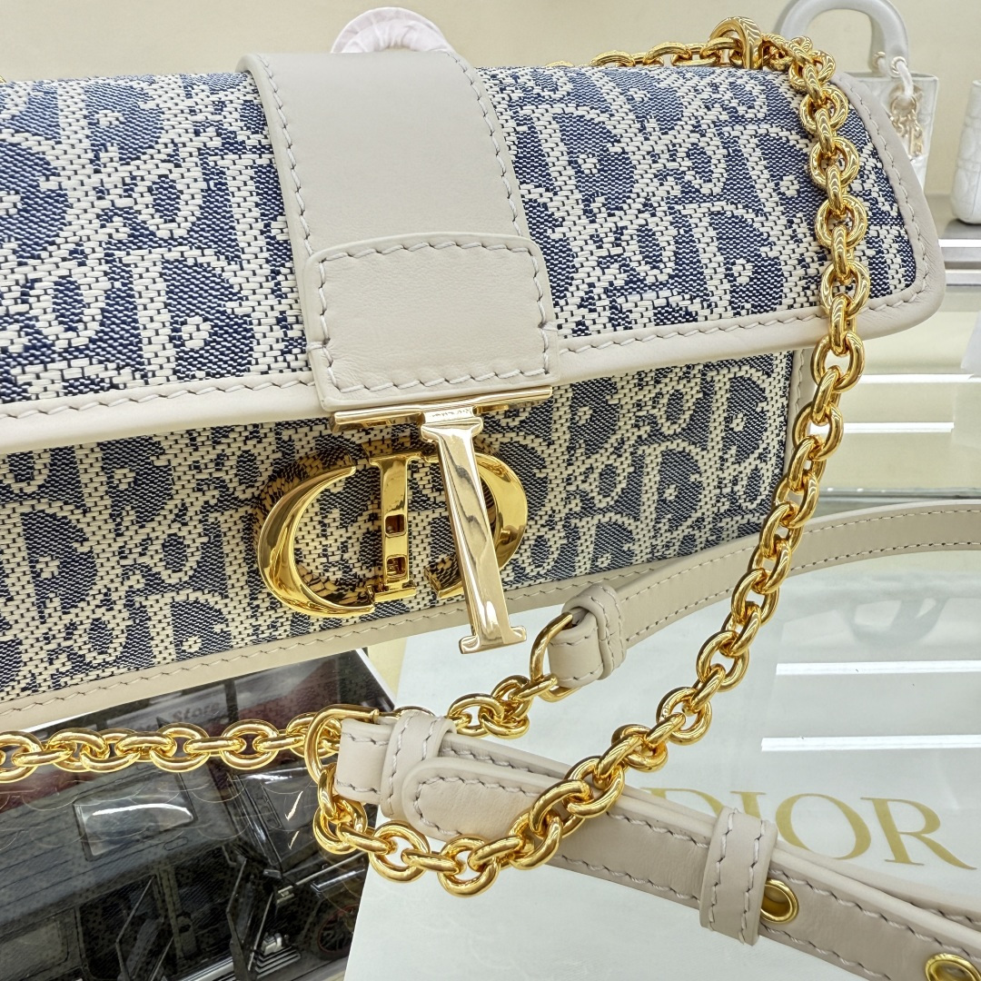 Dior高仿CD白皮拼織布包 女士鏈條斜背包 清新色系新品| 11 Dior高仿CD白皮拼織布包 女士鏈條斜背包 清新色系新品