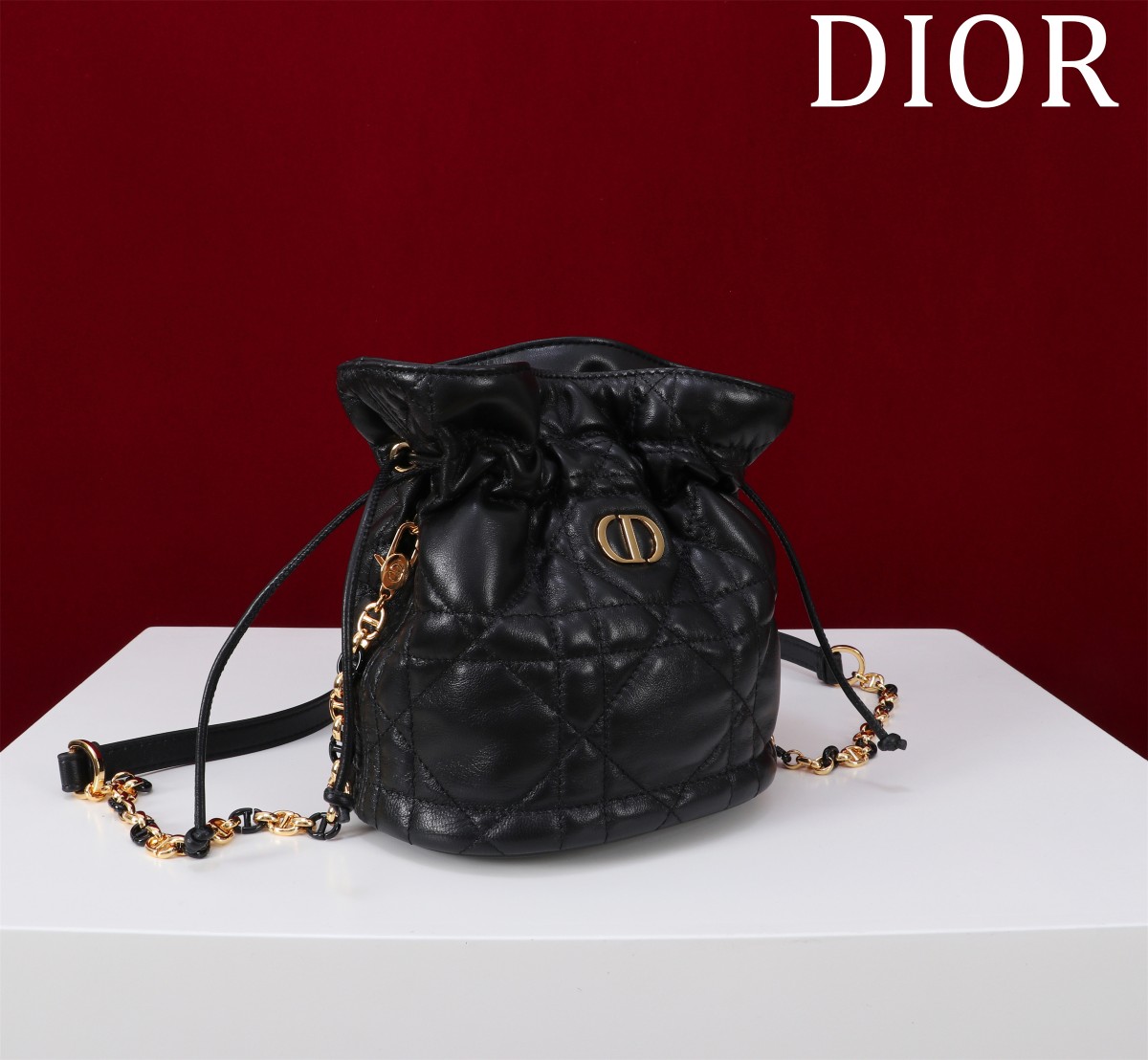 Dior A貨女款黑色皮革水桶包輕奢菱格紋柔軟大容量| 14 Dior A貨女款黑色皮革水桶包輕奢菱格紋柔軟大容量
